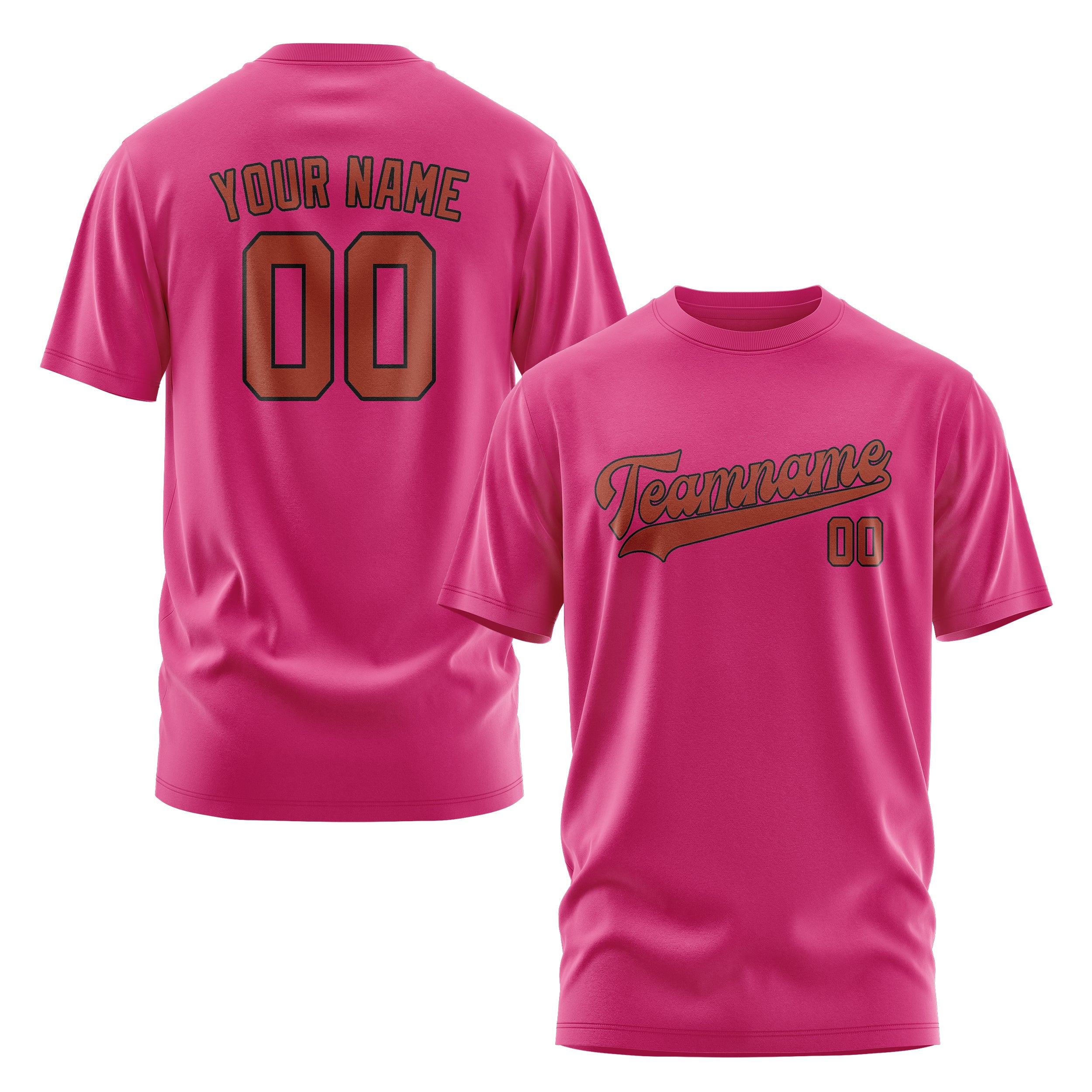 Maßgeschneidertes Rosarot Korallenrot T-Shirt