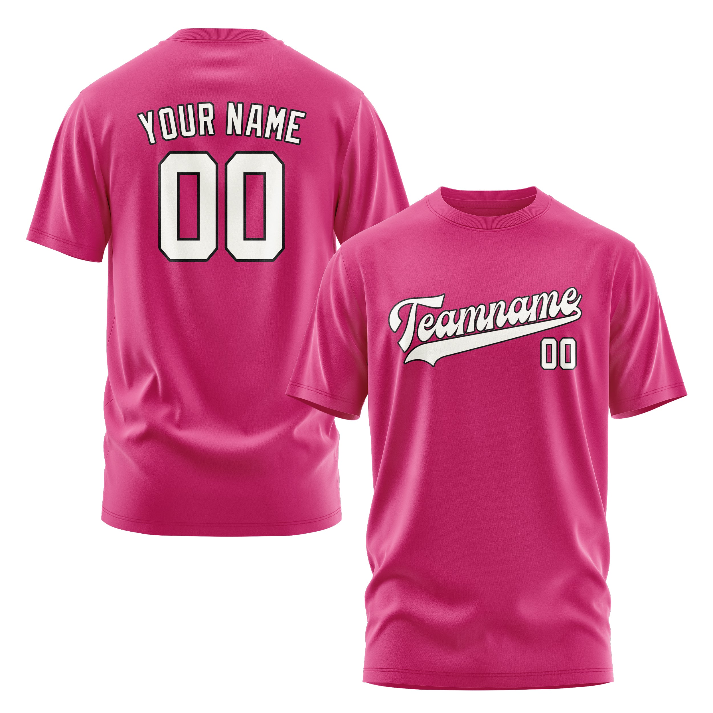 Maßgeschneidertes Rosarot Weiß T-Shirt