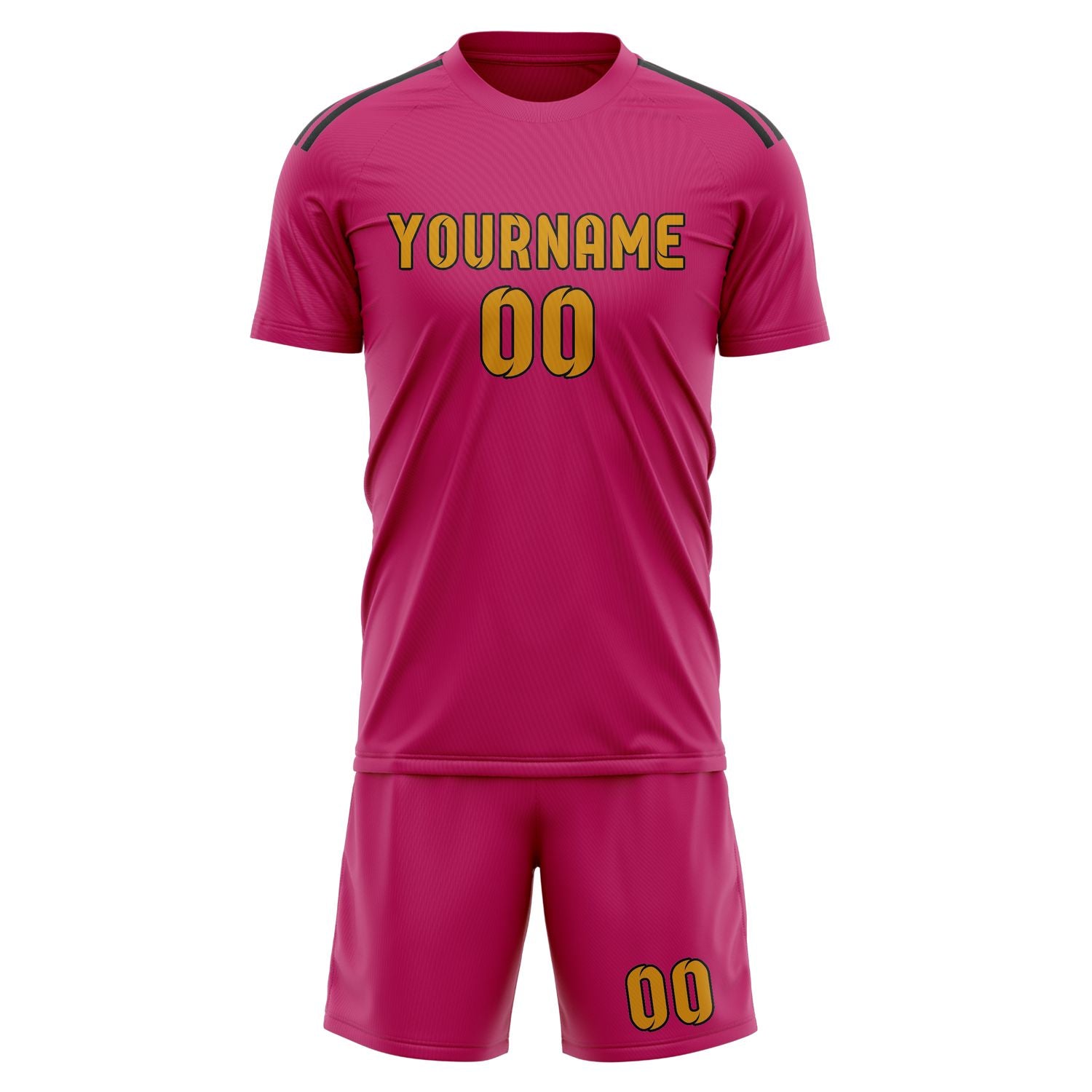 Maßgeschneidertes Professionelles Rosarot Gelb Fußballtrikot-Set