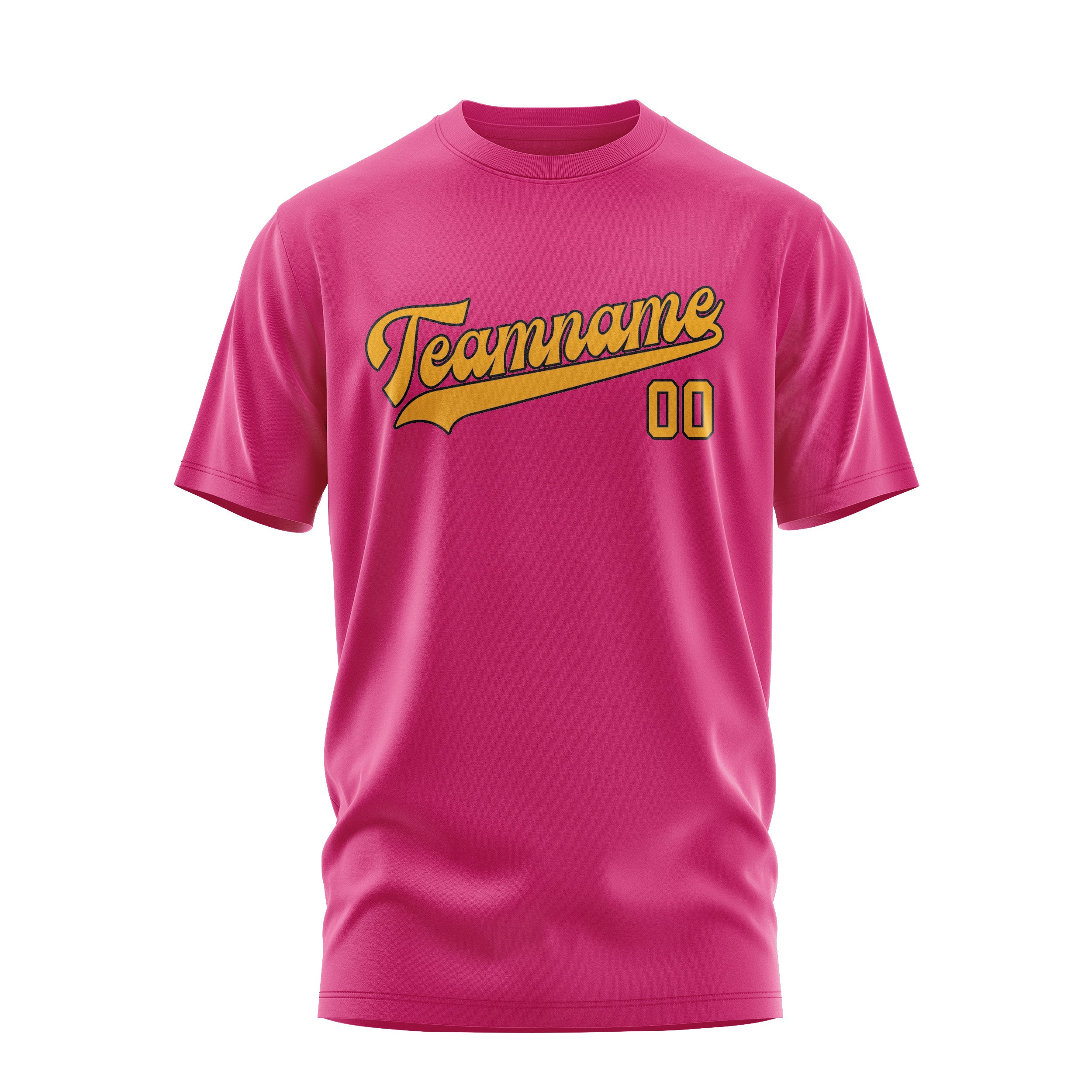 Maßgeschneidertes Rosarot Gelb T-Shirt