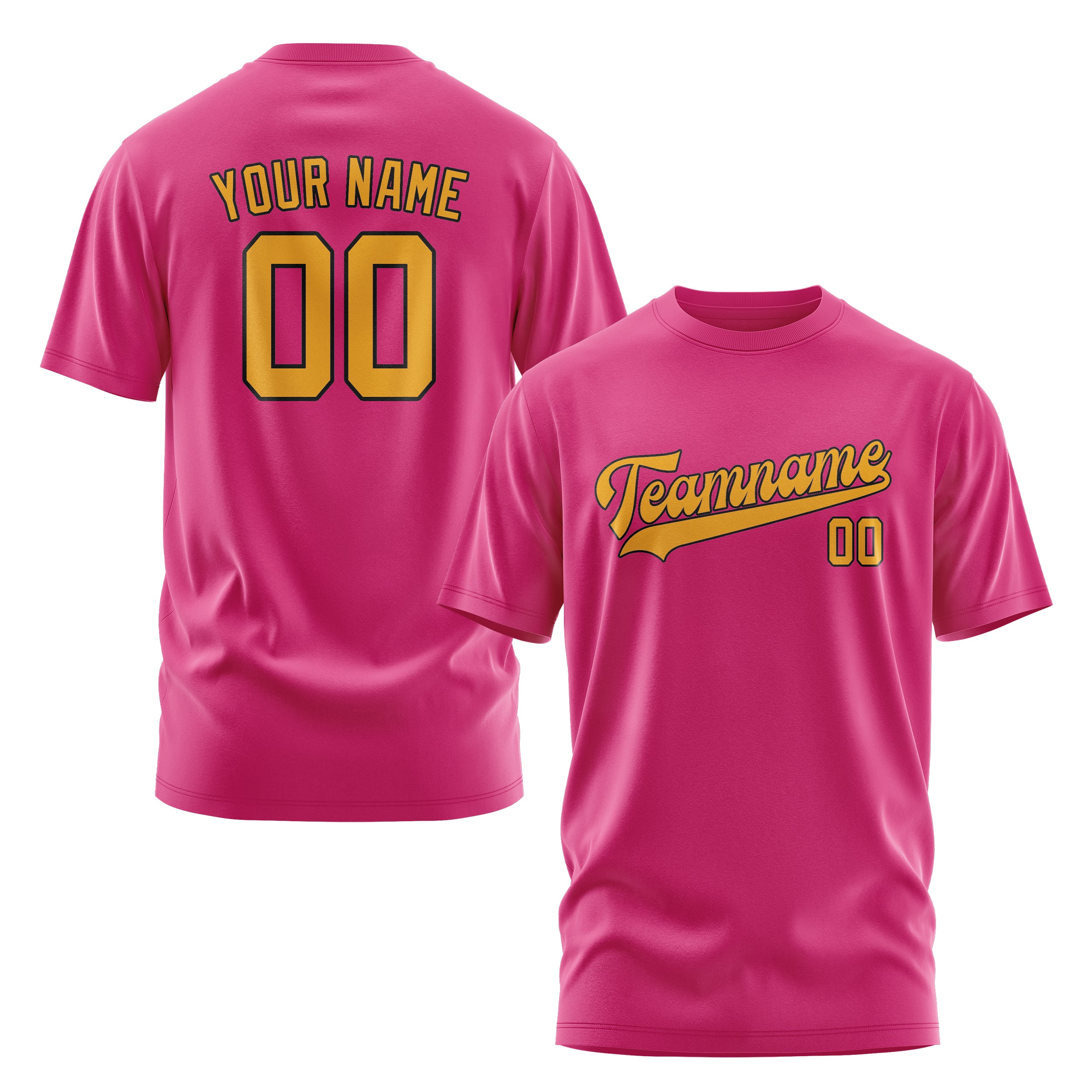 Maßgeschneidertes Rosarot Gelb T-Shirt