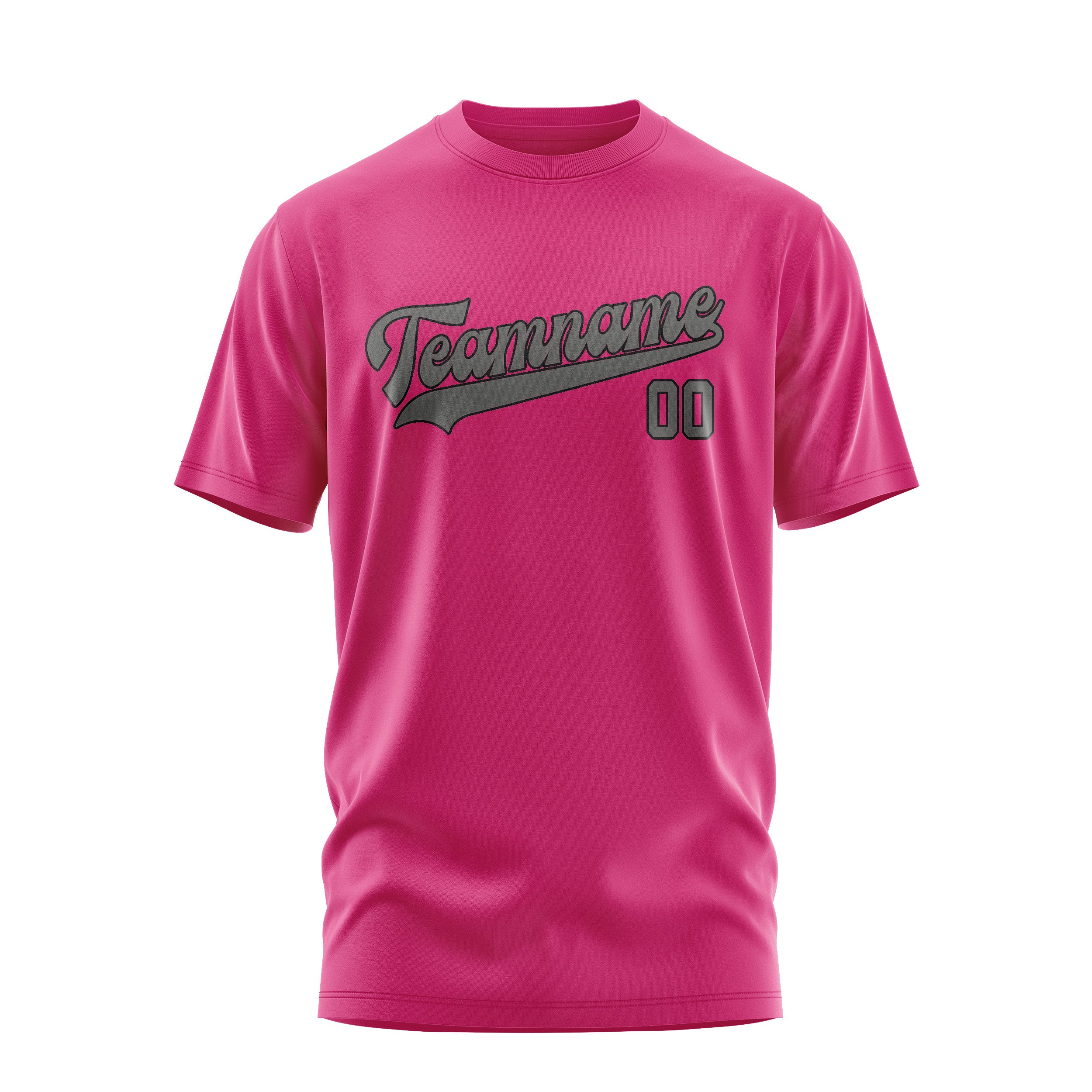 Maßgeschneidertes Rosarot Dunkelgrau T-Shirt