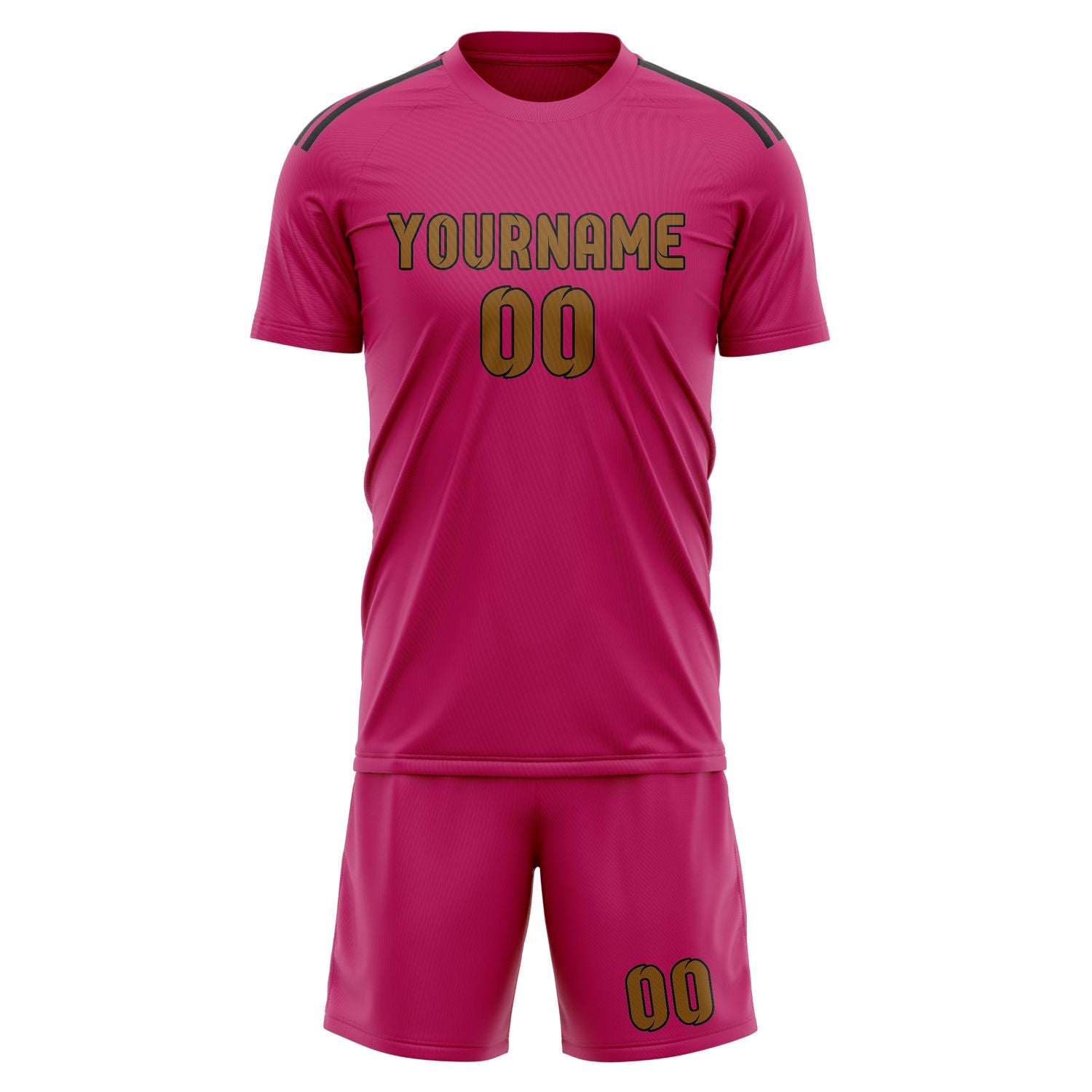 Maßgeschneidertes Professionelles Rosarot Khaki Fußballtrikot-Set
