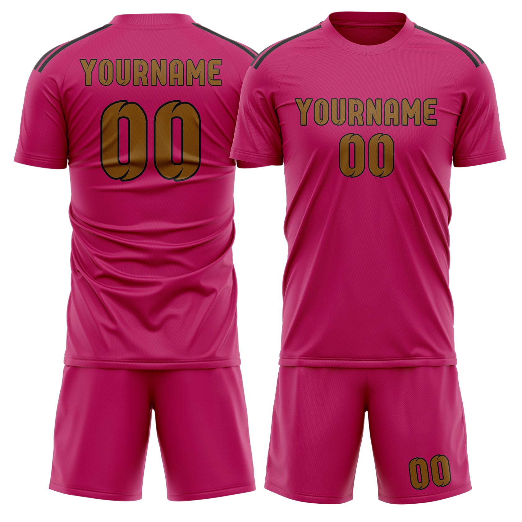 Maßgeschneidertes Professionelles Rosarot Khaki Fußballtrikot-Set