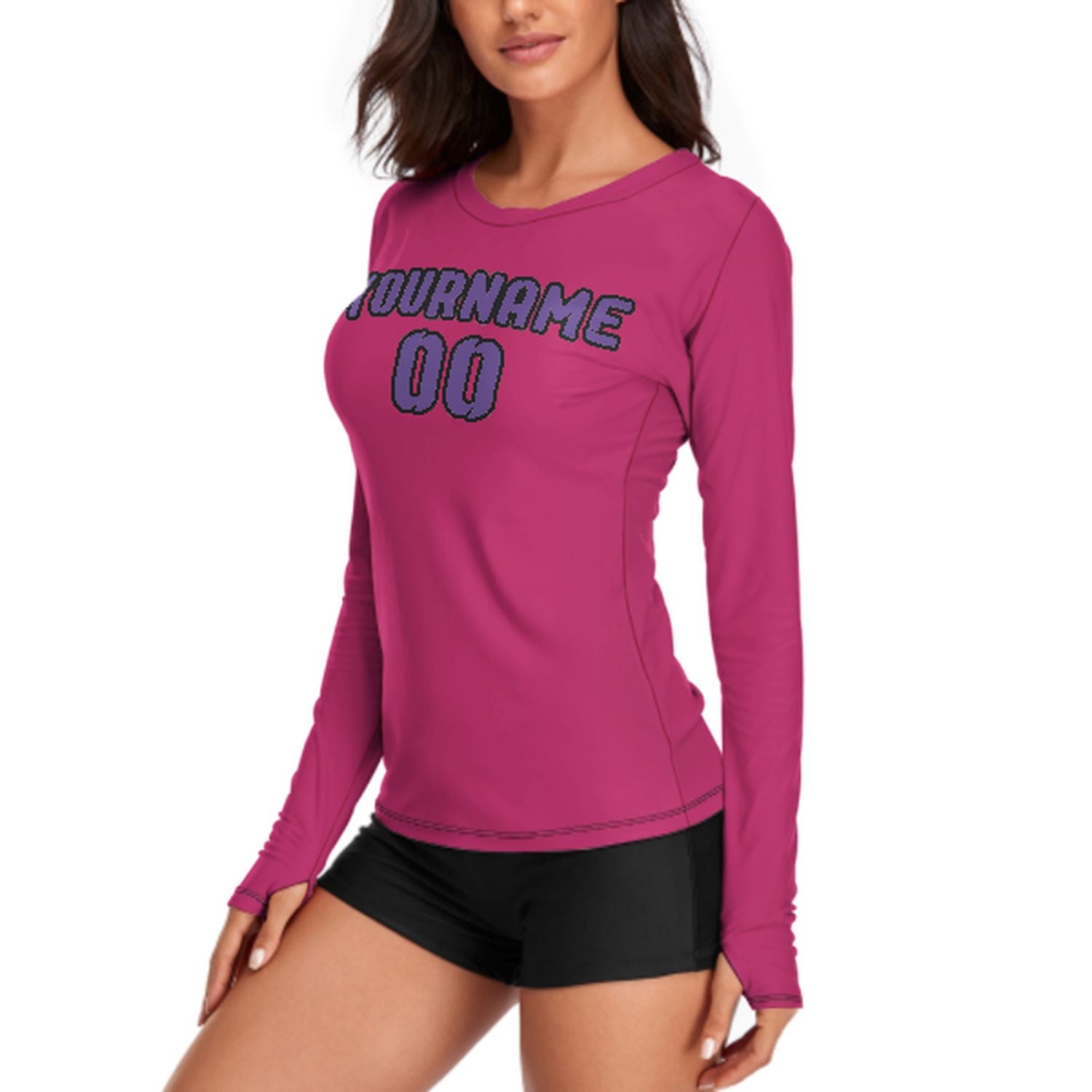 Maßgeschneidertes Rosarot Lavendel Damen Langarmshirt