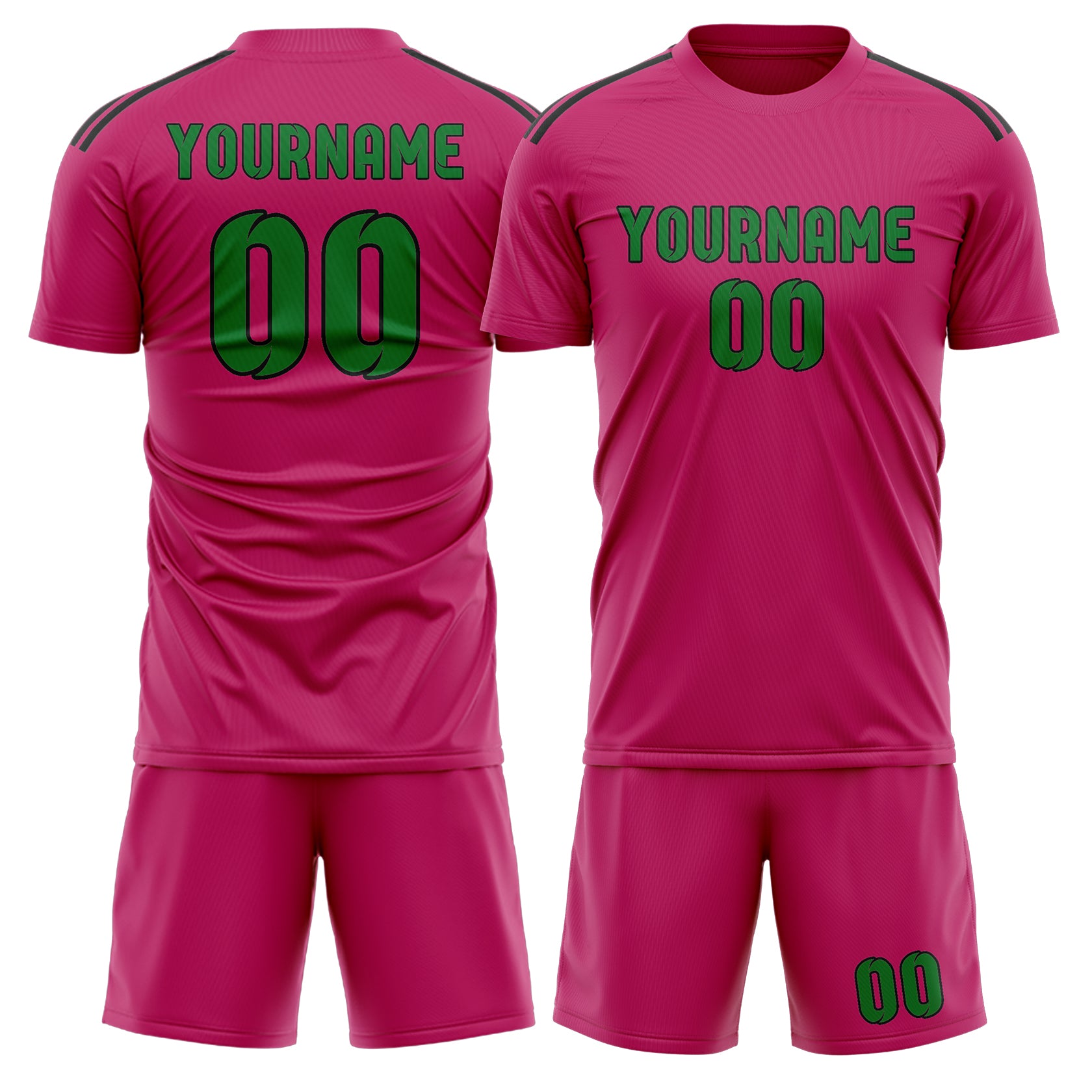 Maßgeschneidertes Professionelles Rosarot Smaragdgrün Fußballtrikot-Set