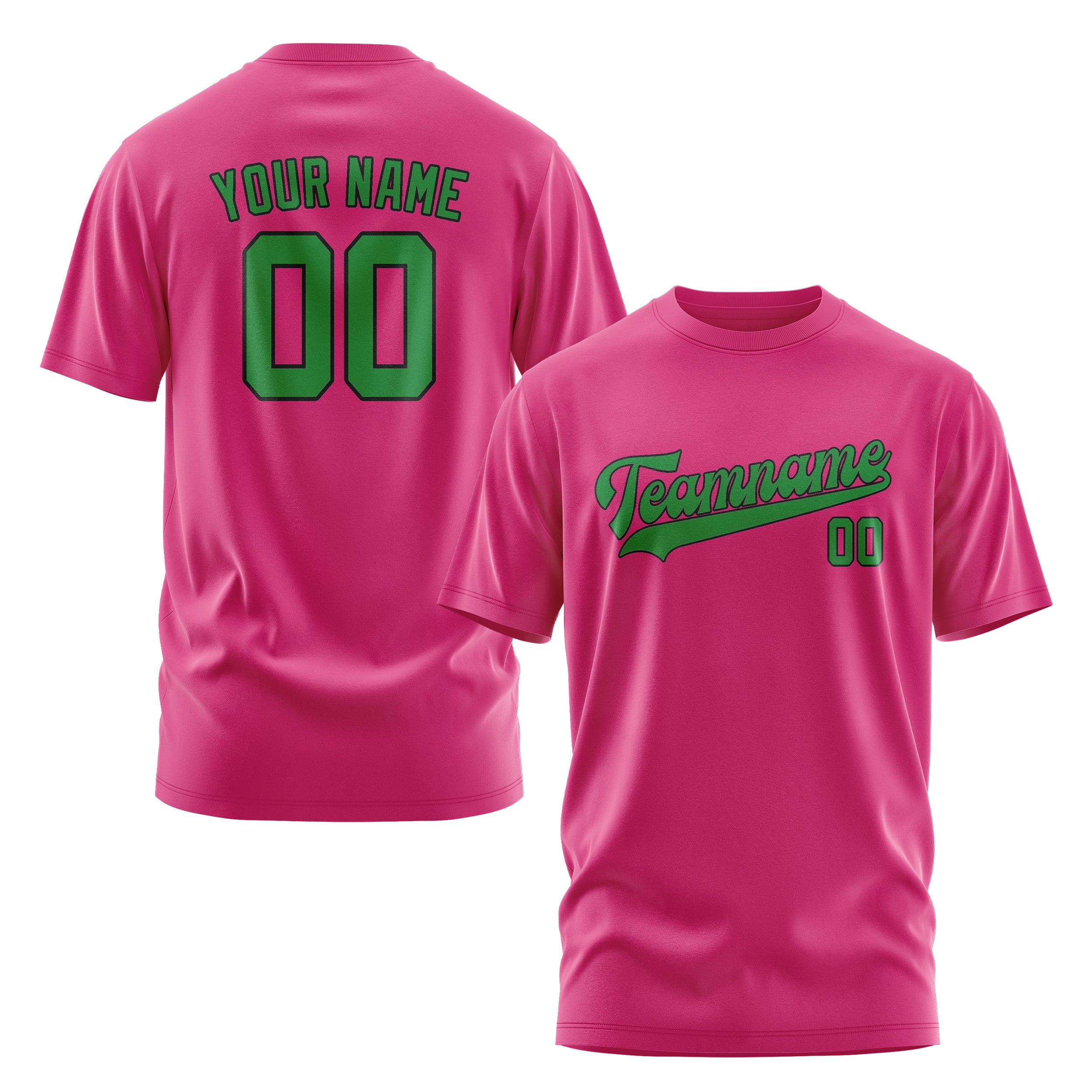 Maßgeschneidertes Rosarot Smaragdgrün T-Shirt
