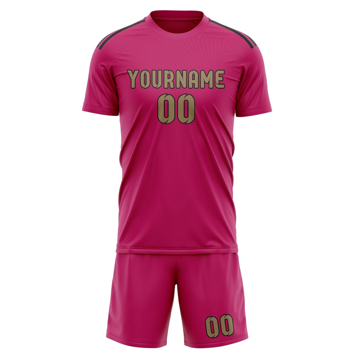 Maßgeschneidertes Professionelles Rosarot Hellkhaki Fußballtrikot-Set
