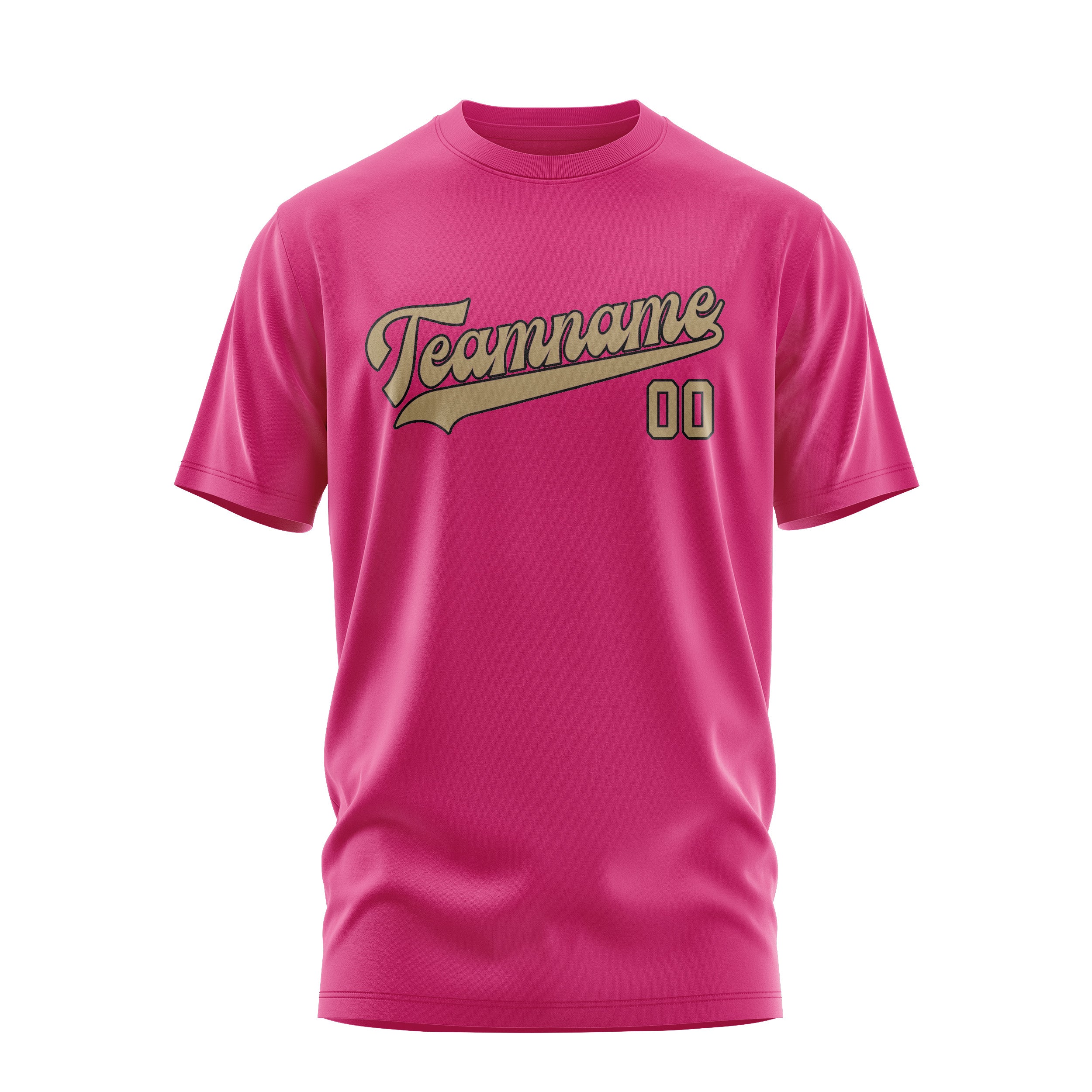 Maßgeschneidertes Rosarot Hellkhaki T-Shirt