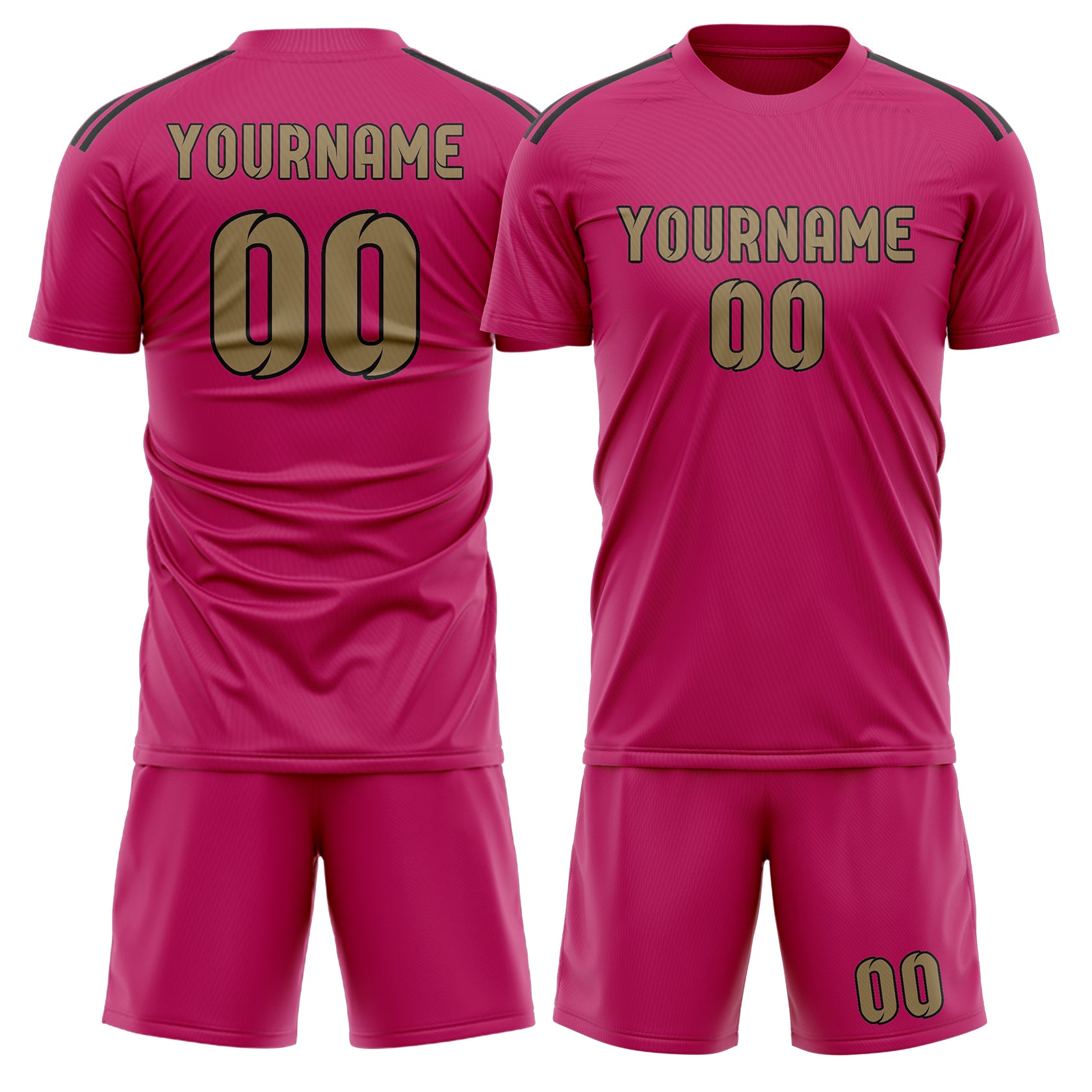 Maßgeschneidertes Professionelles Rosarot Hellkhaki Fußballtrikot-Set