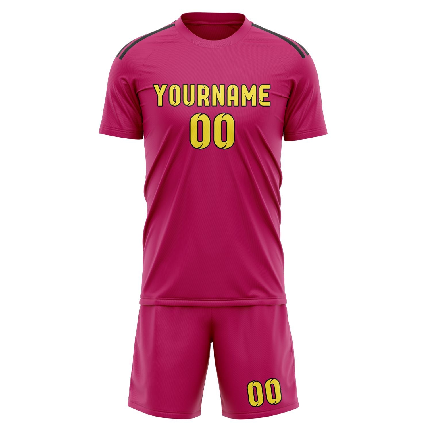 Maßgeschneidertes Professionelles Rosarot Blassgelb Fußballtrikot-Set