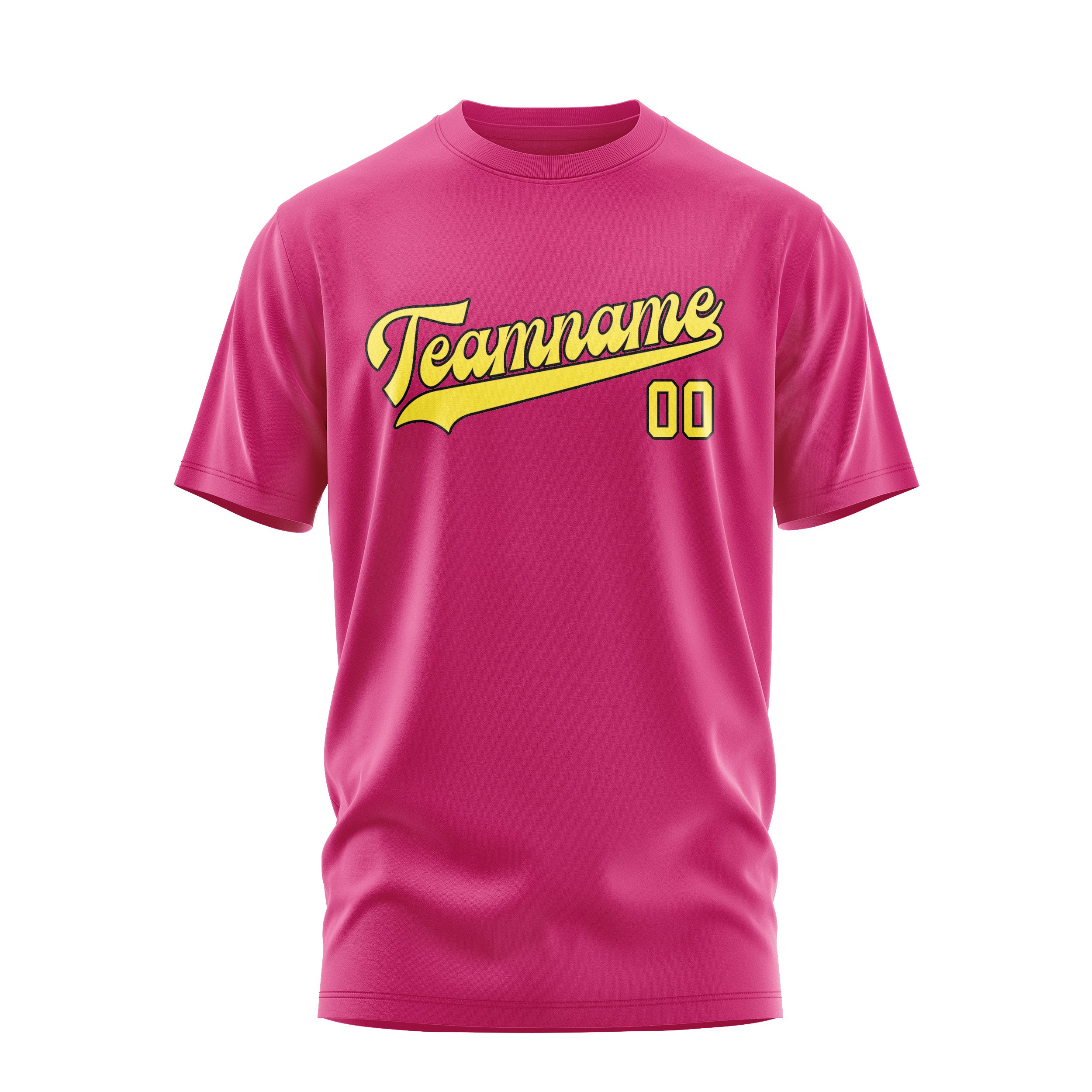 Maßgeschneidertes Rosarot Blassgelb T-Shirt