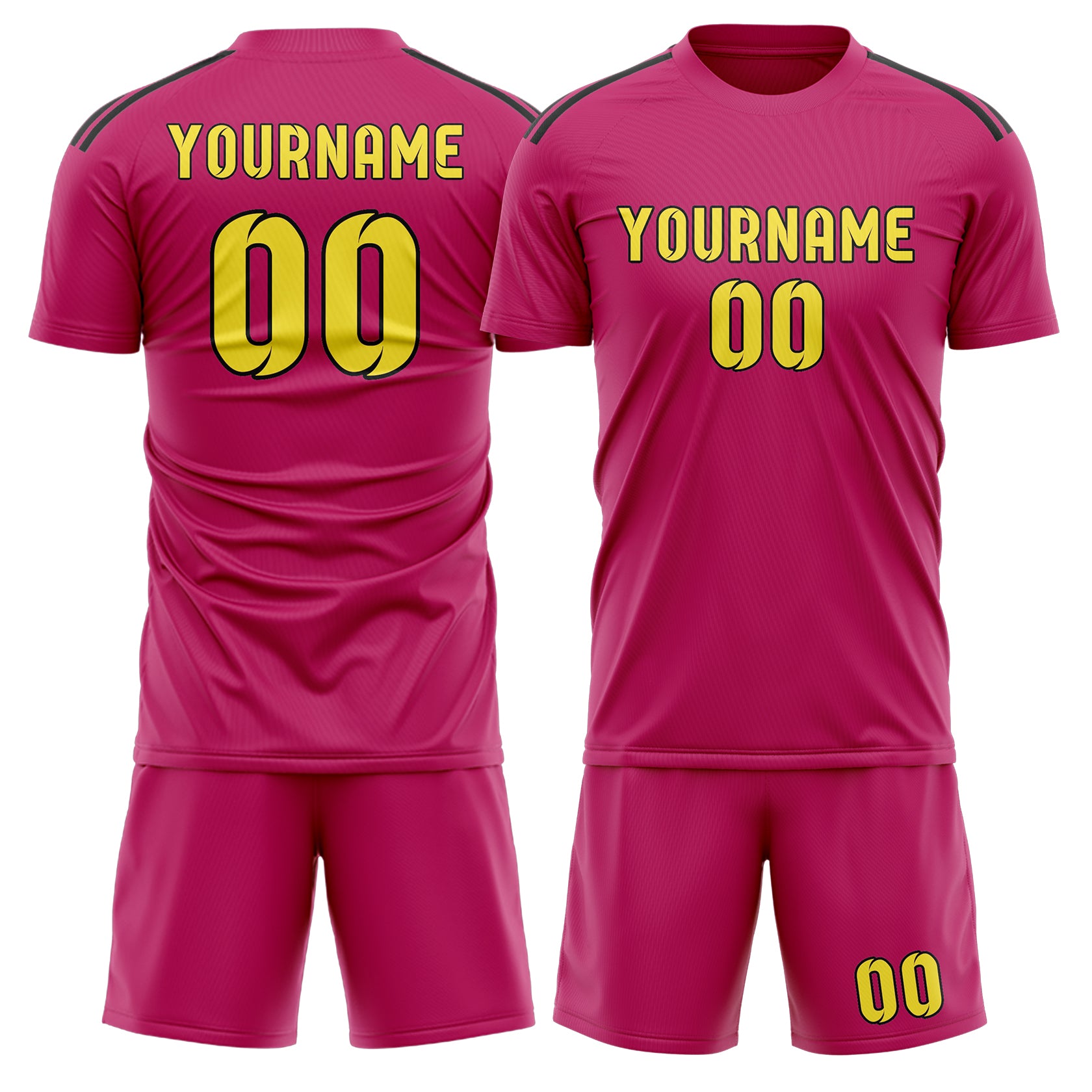 Maßgeschneidertes Professionelles Rosarot Blassgelb Fußballtrikot-Set