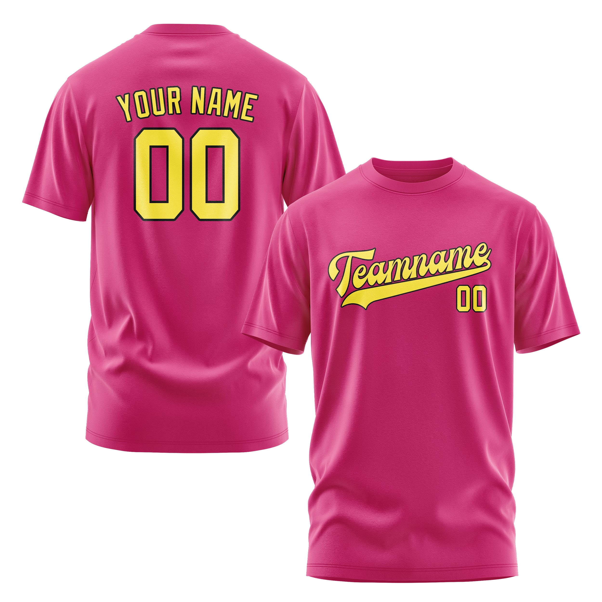 Maßgeschneidertes Rosarot Blassgelb T-Shirt