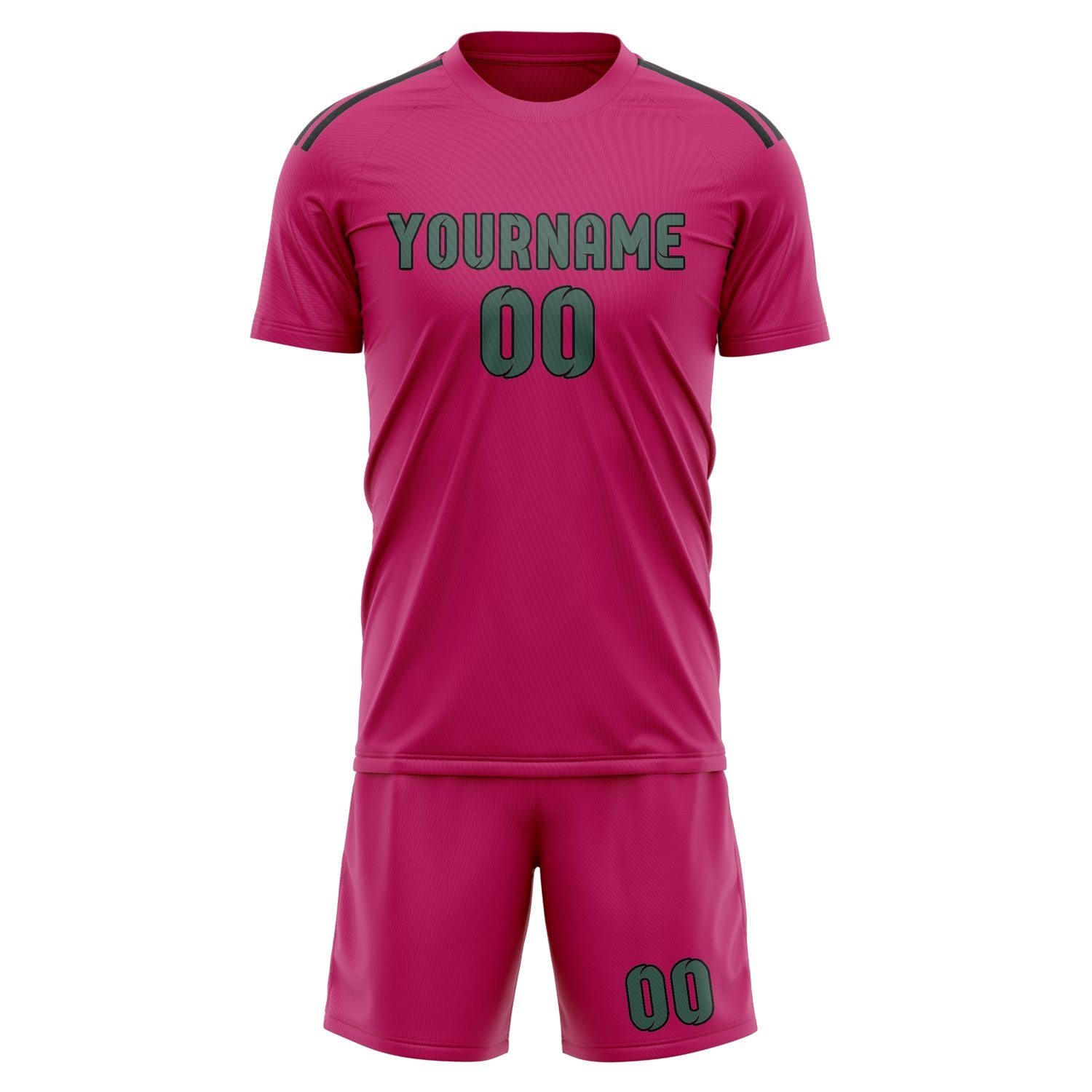 Maßgeschneidertes Professionelles Rosarot Blaugrün Fußballtrikot-Set