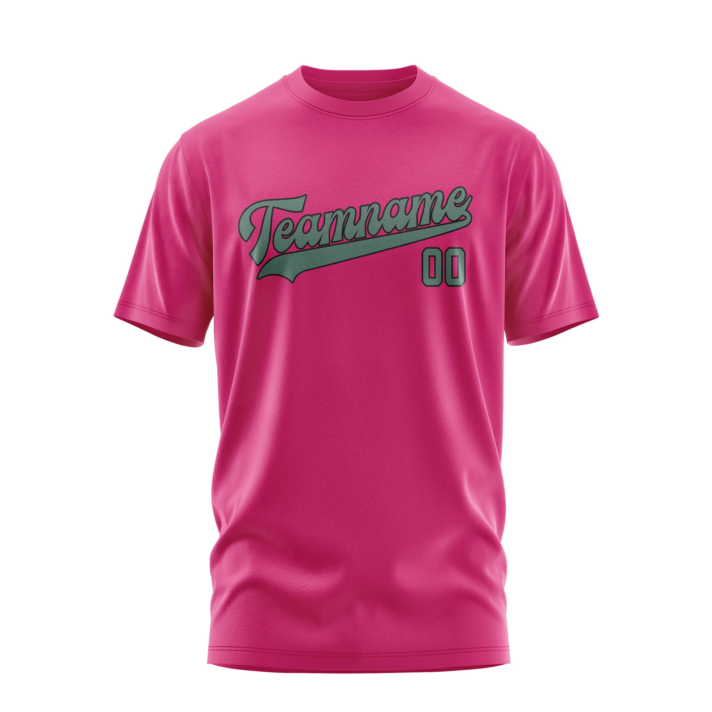 Maßgeschneidertes Rosarot Blaugrün T-Shirt