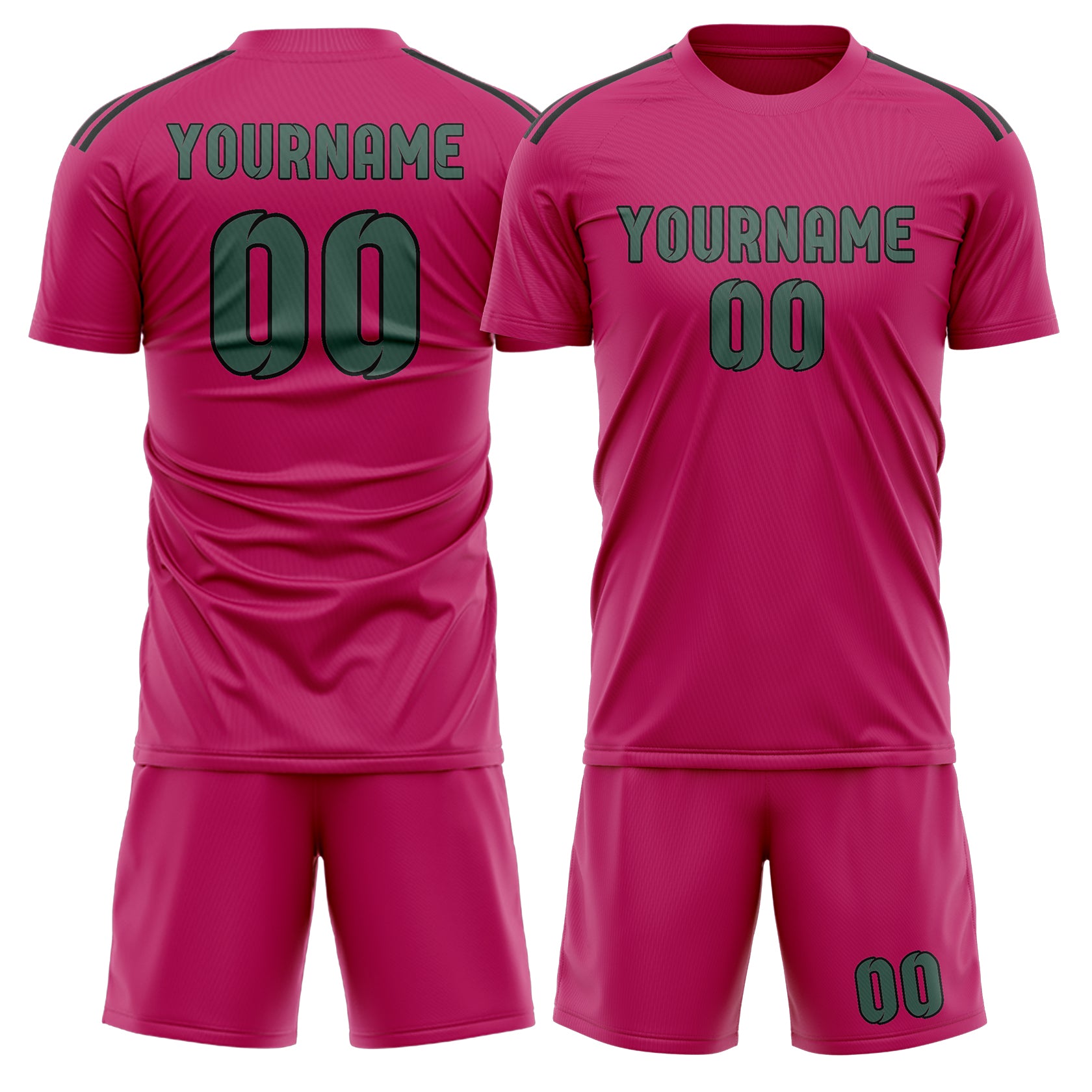 Maßgeschneidertes Professionelles Rosarot Blaugrün Fußballtrikot-Set