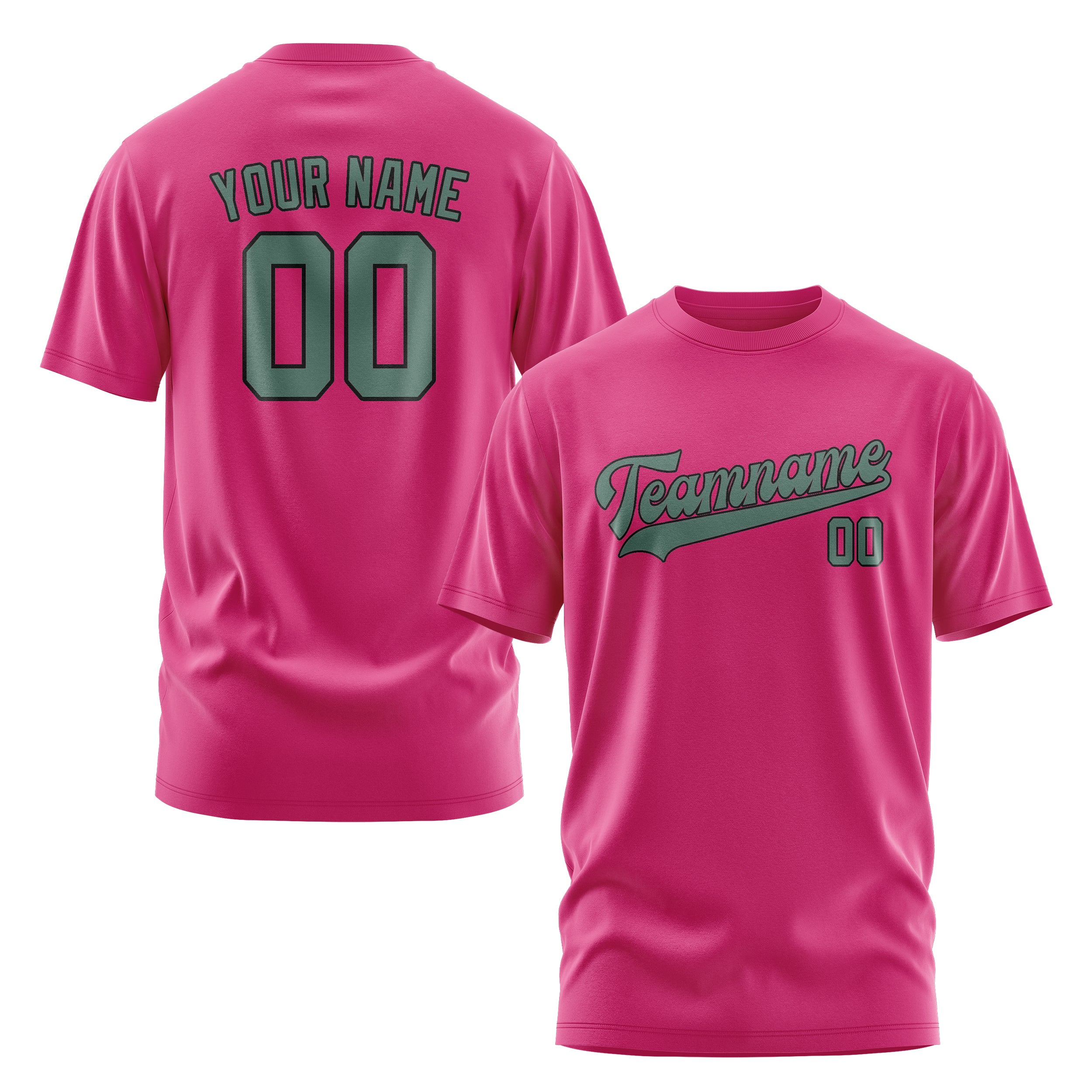 Maßgeschneidertes Rosarot Blaugrün T-Shirt