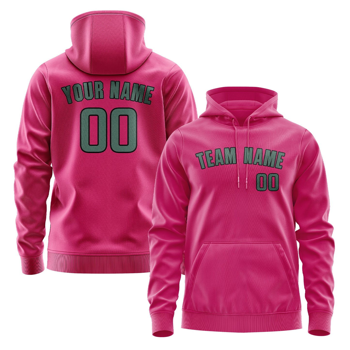 Maßgeschneidertes Rosarot Blaugrün Hoodie