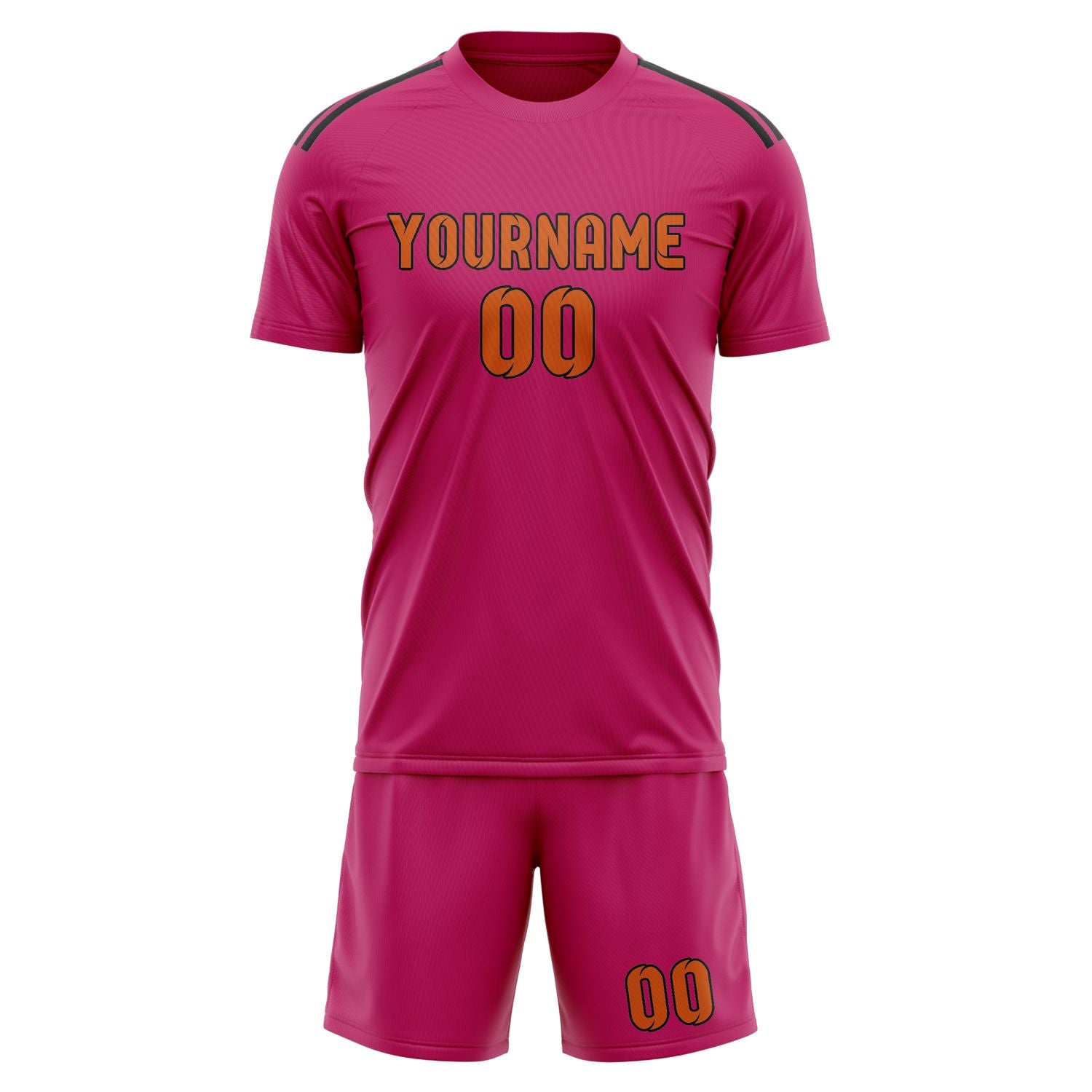 Maßgeschneidertes Professionelles Rosarot Orange Fußballtrikot-Set