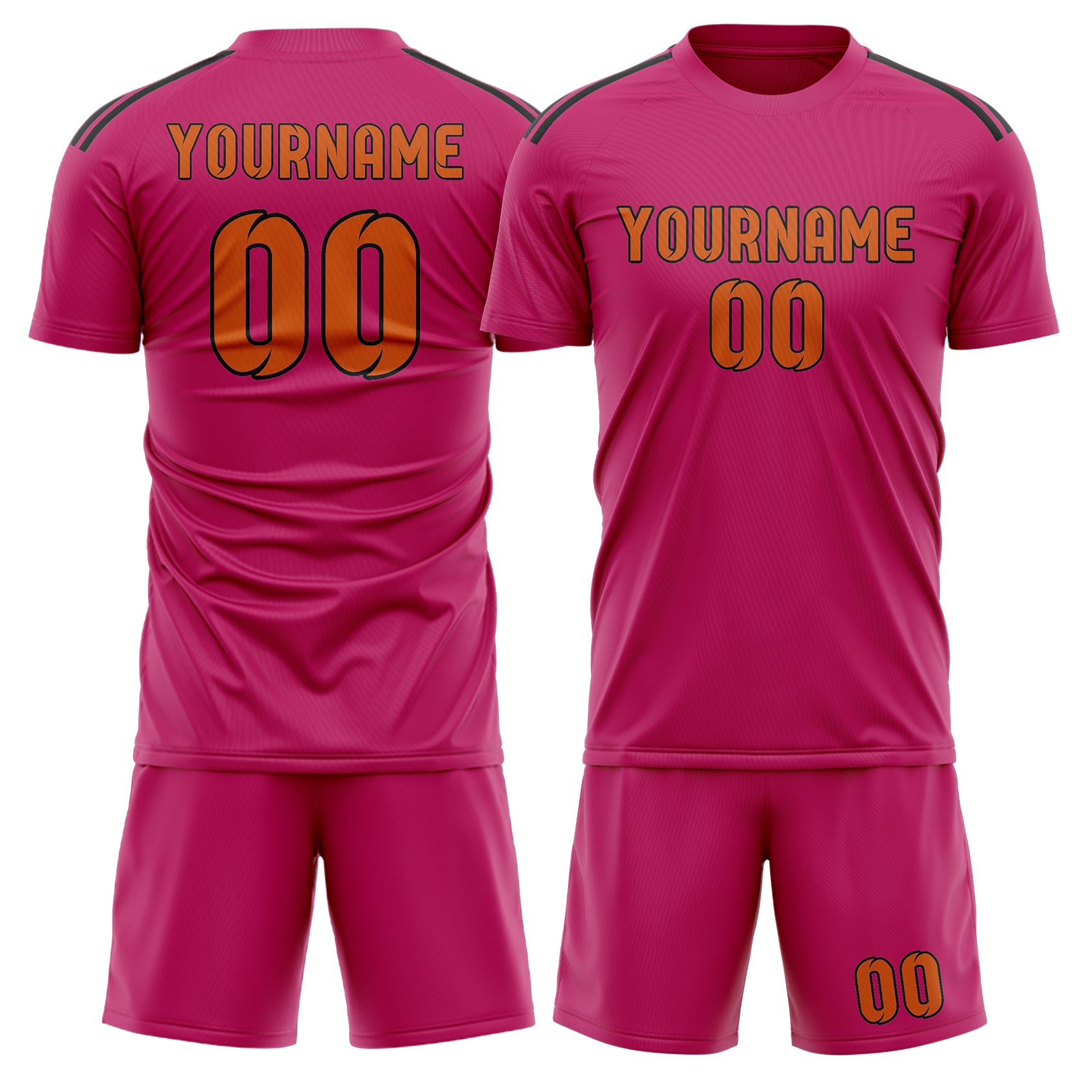 Maßgeschneidertes Professionelles Rosarot Orange Fußballtrikot-Set
