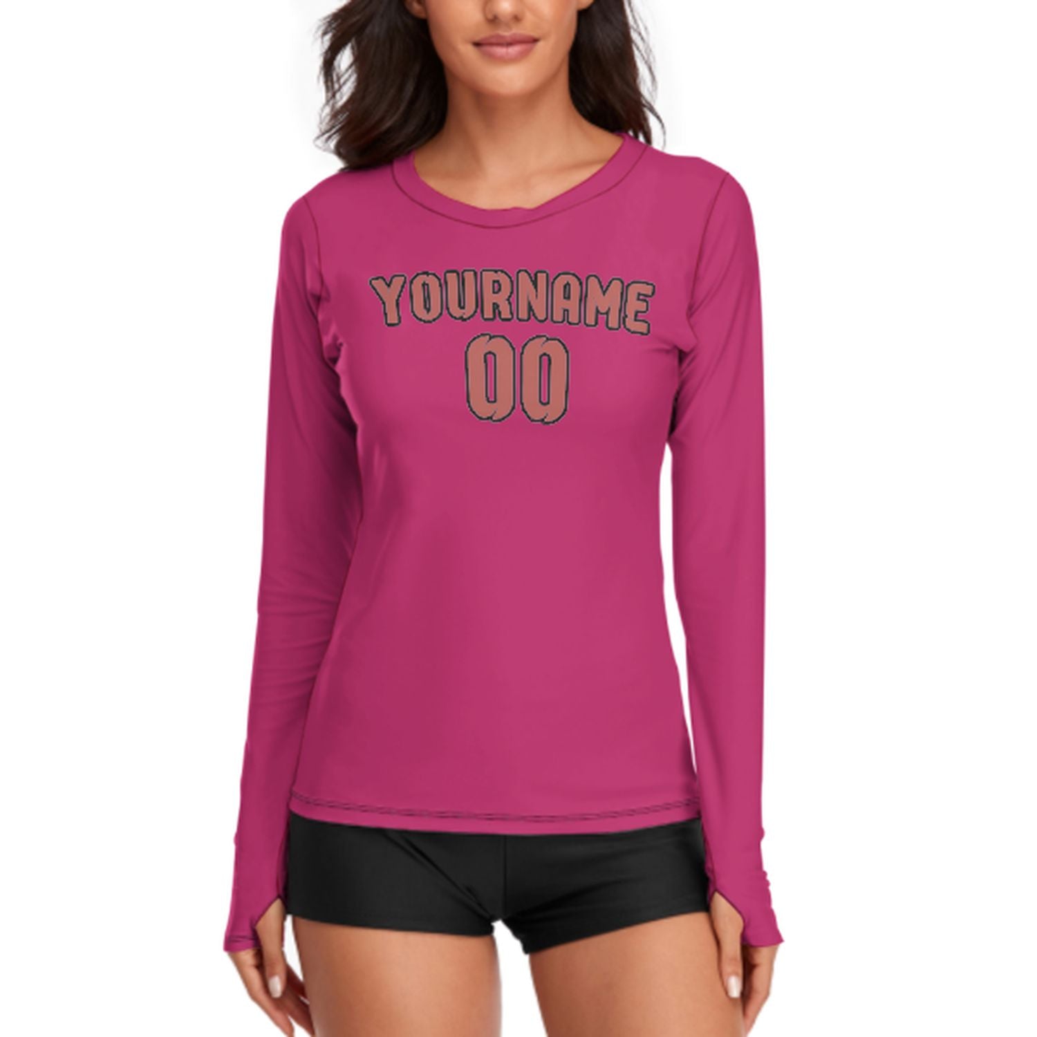 Maßgeschneidertes Rosarot Kupferrose Damen Langarmshirt