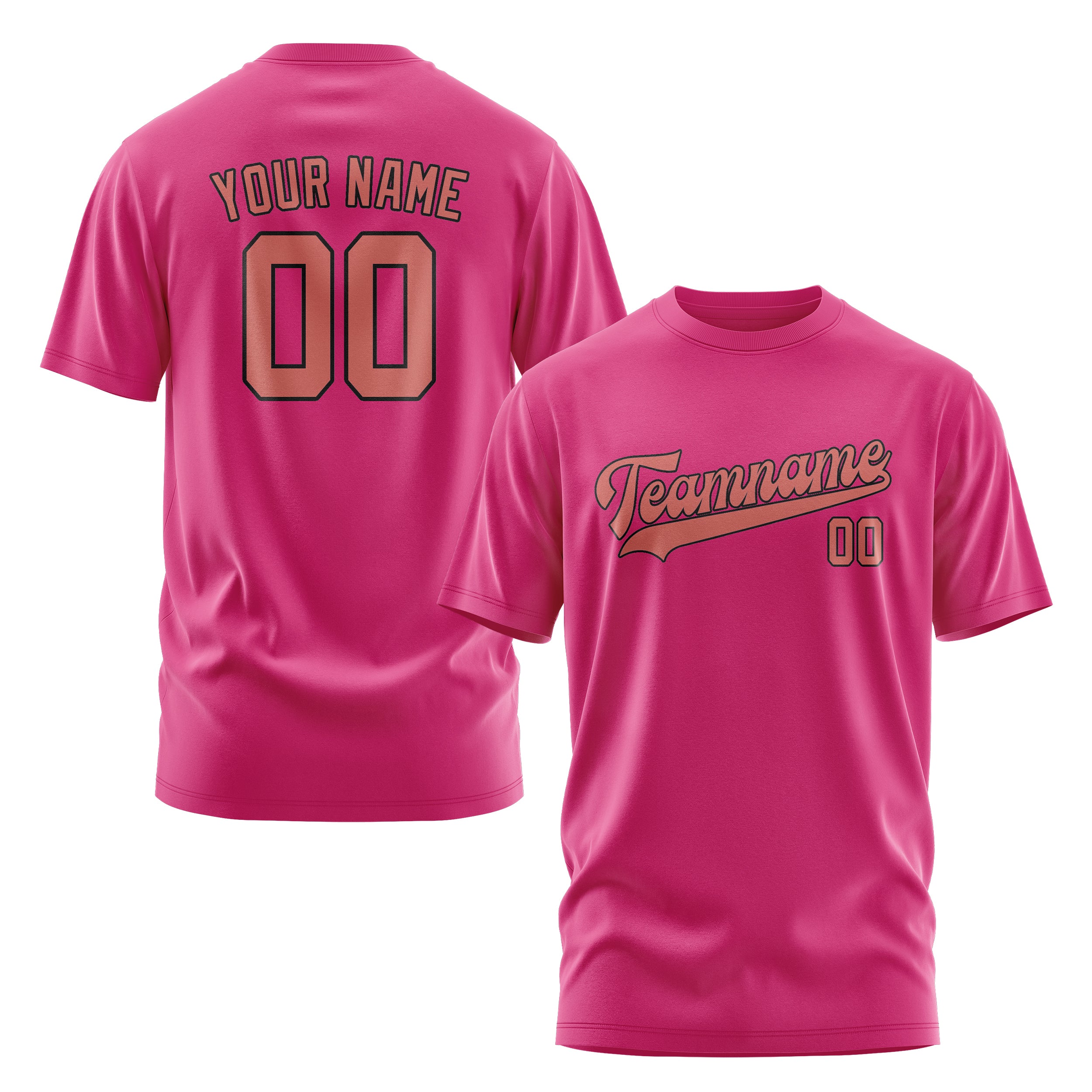 Maßgeschneidertes Rosarot Kupferrose T-Shirt