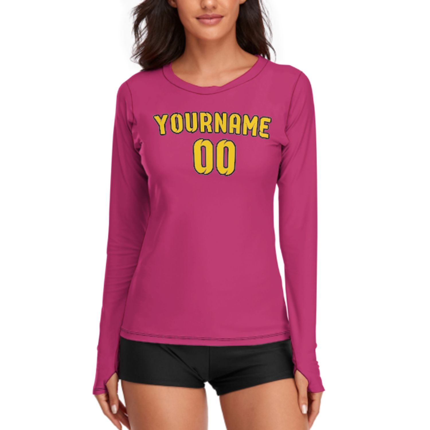 Maßgeschneidertes Rosarot Gold Damen Langarmshirt