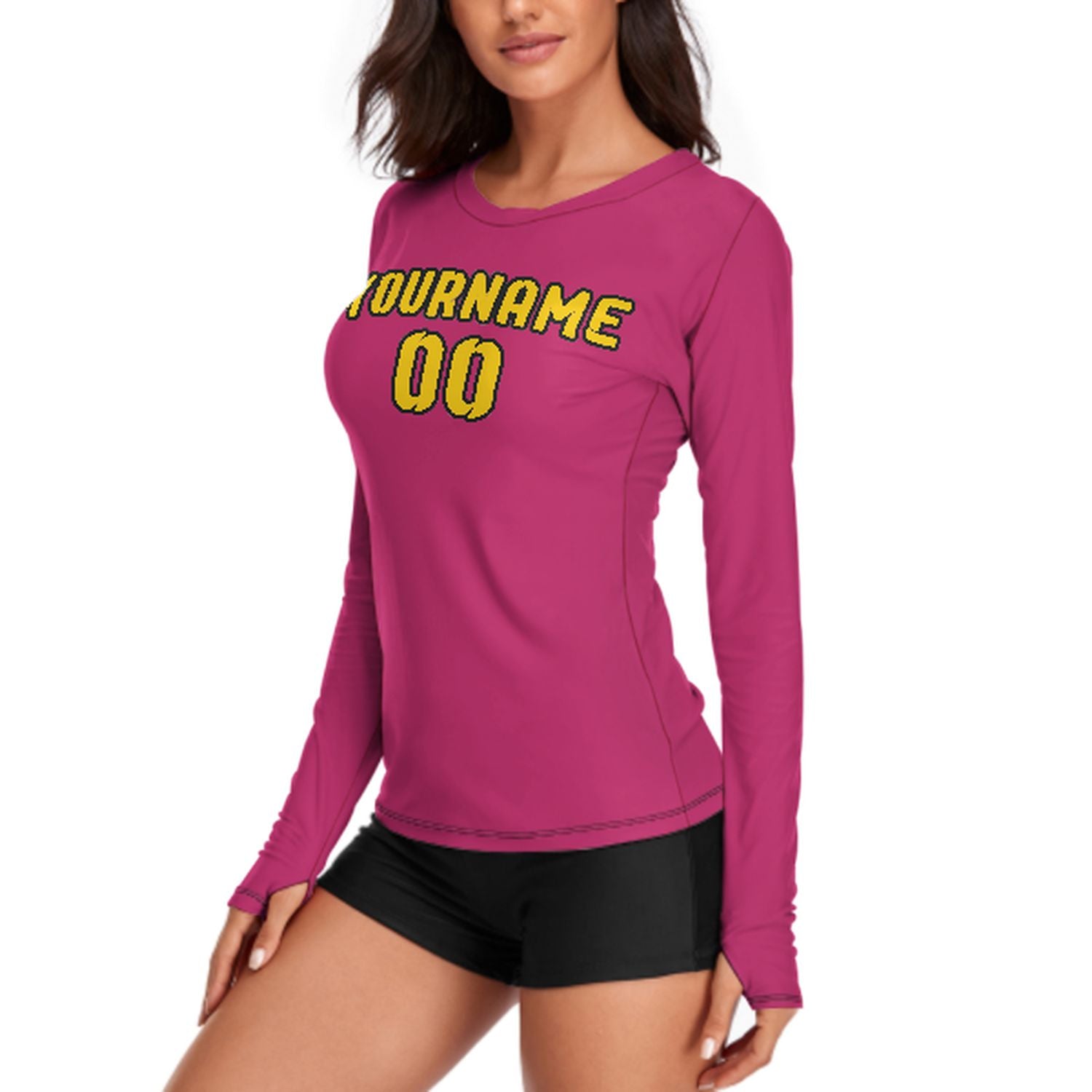 Maßgeschneidertes Rosarot Gold Damen Langarmshirt