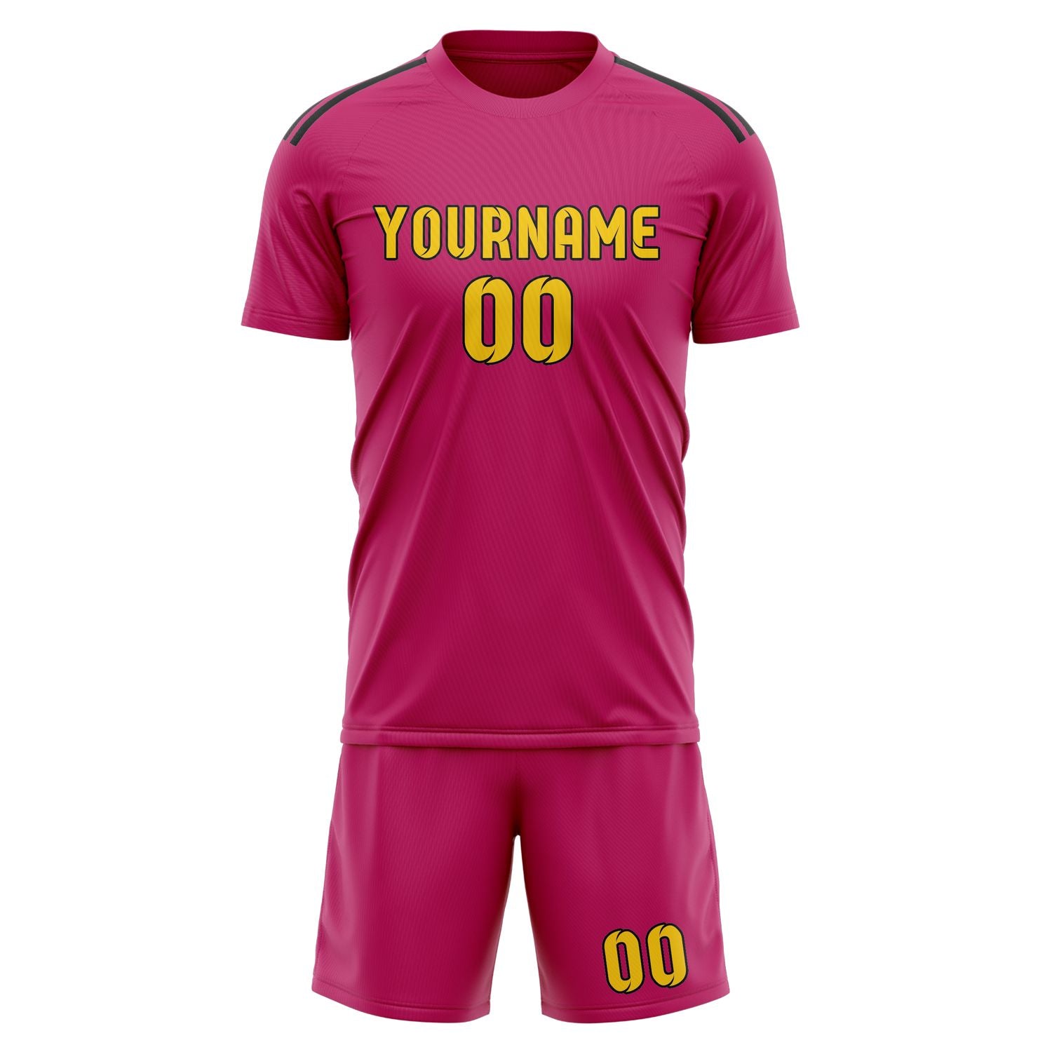 Maßgeschneidertes Professionelles Rosarot Gold Fußballtrikot-Set