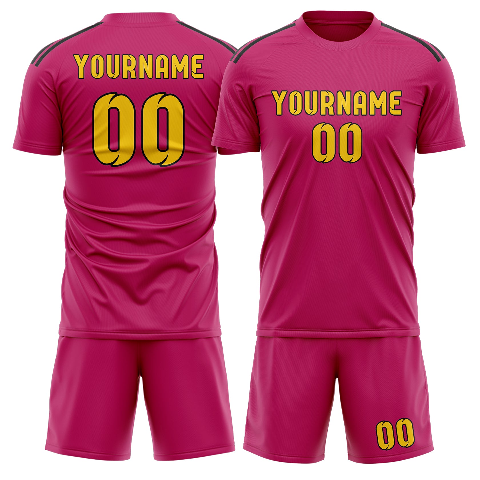 Maßgeschneidertes Professionelles Rosarot Gold Fußballtrikot-Set