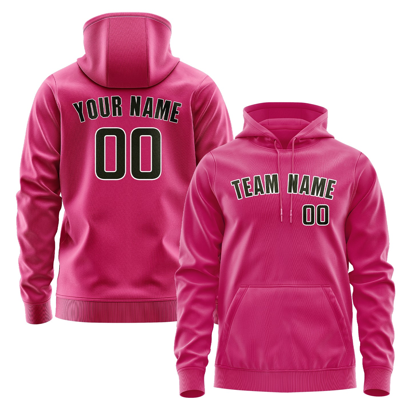 Maßgeschneidertes Rosarot Dunkles Oliv Hoodie