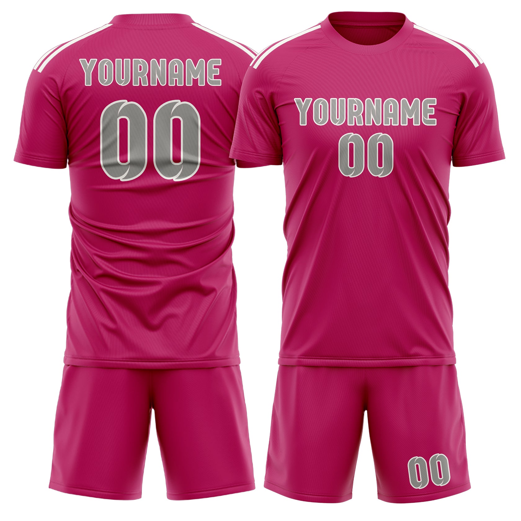 Maßgeschneidertes Professionelles Rosarot Grau Fußballtrikot-Set