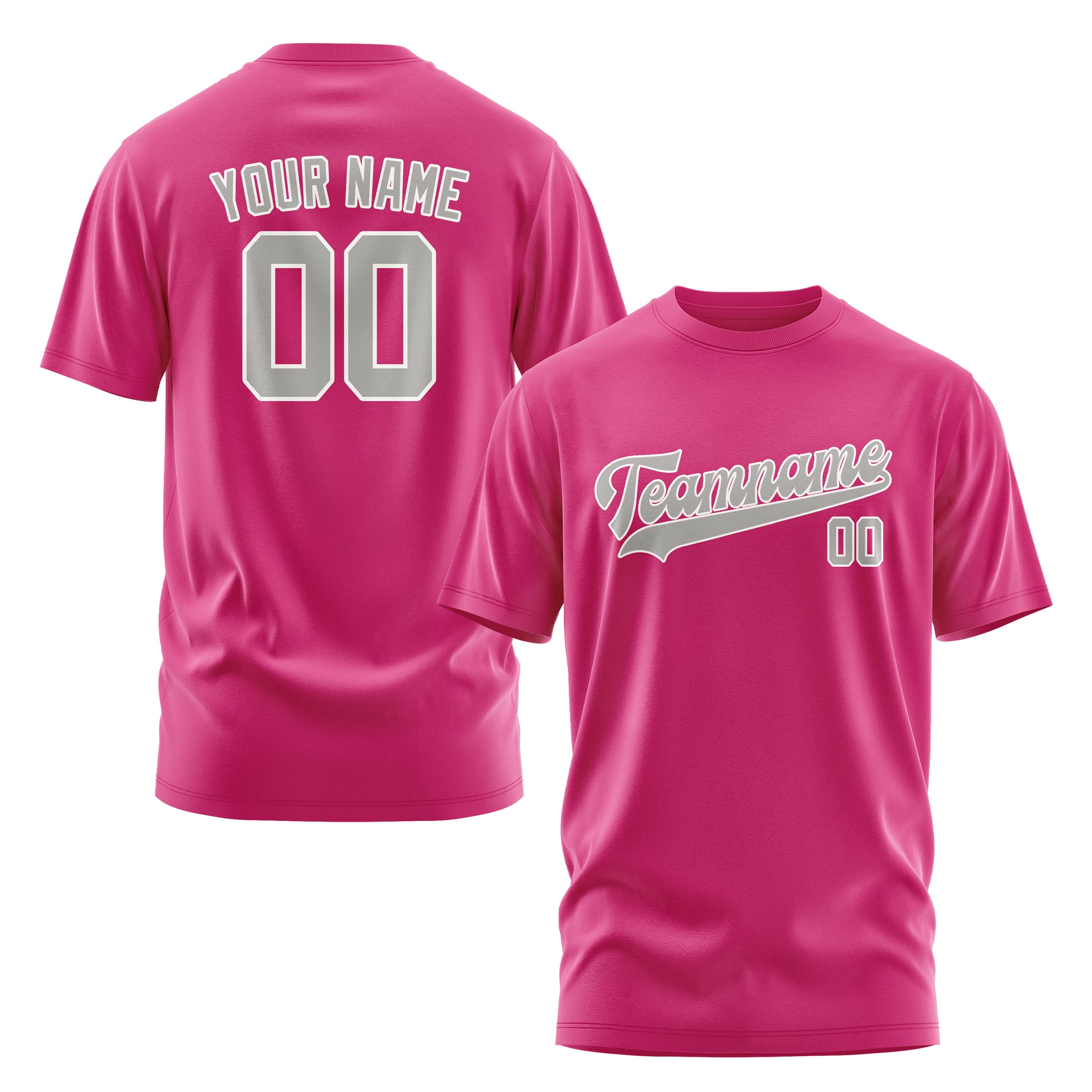 Maßgeschneidertes Rosarot Grau T-Shirt