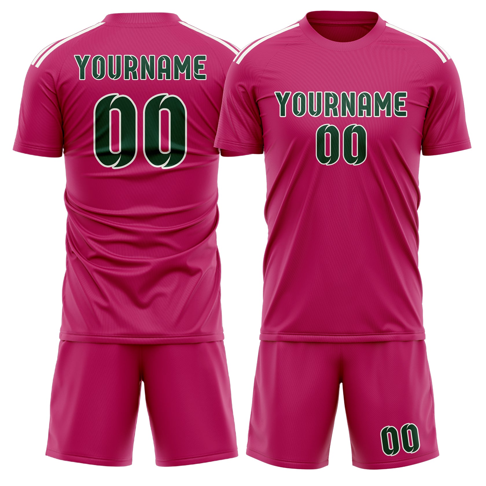 Maßgeschneidertes Professionelles Rosarot Moosgrün Fußballtrikot-Set