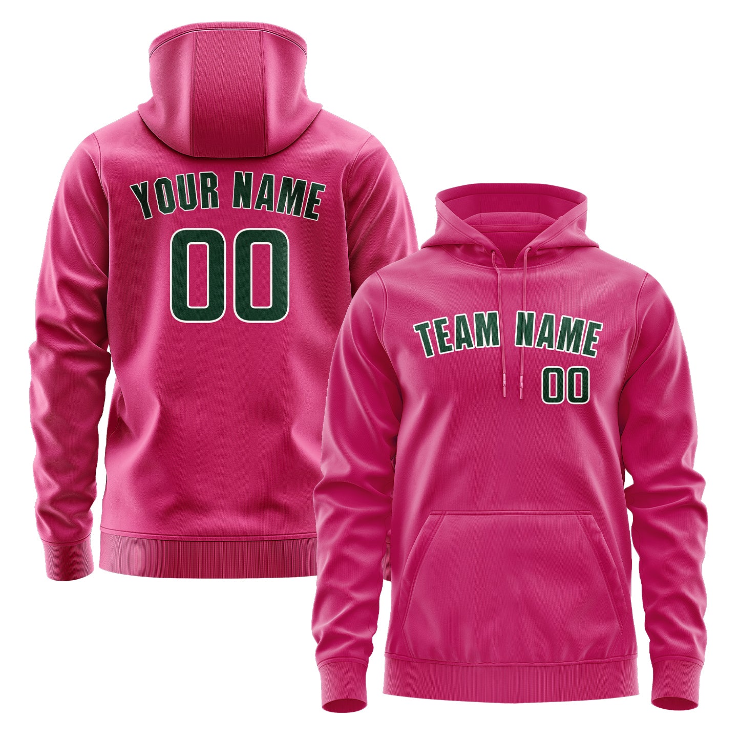Maßgeschneidertes Rosarot Moosgrün Hoodie