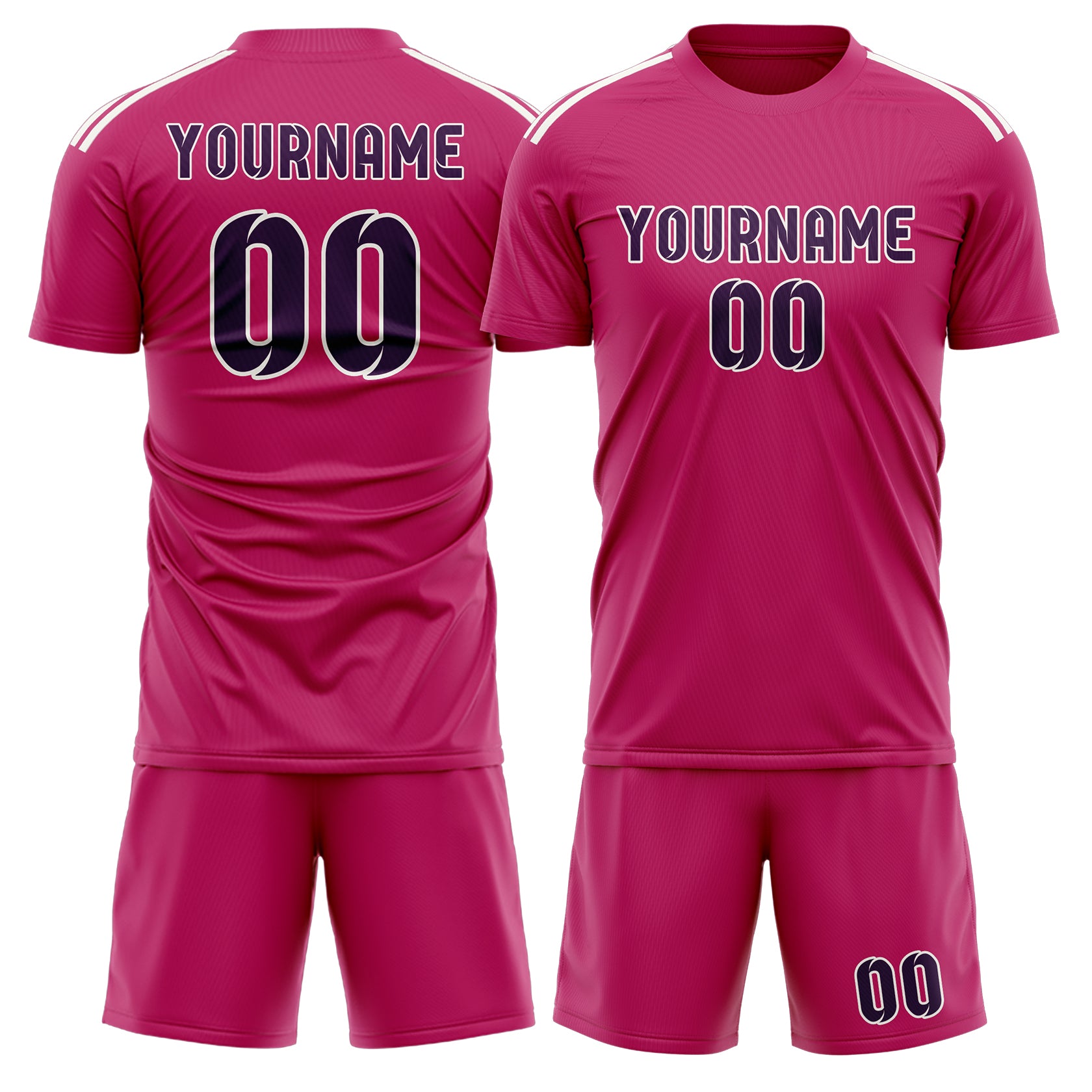 Maßgeschneidertes Professionelles Rosarot Lila Fußballtrikot-Set