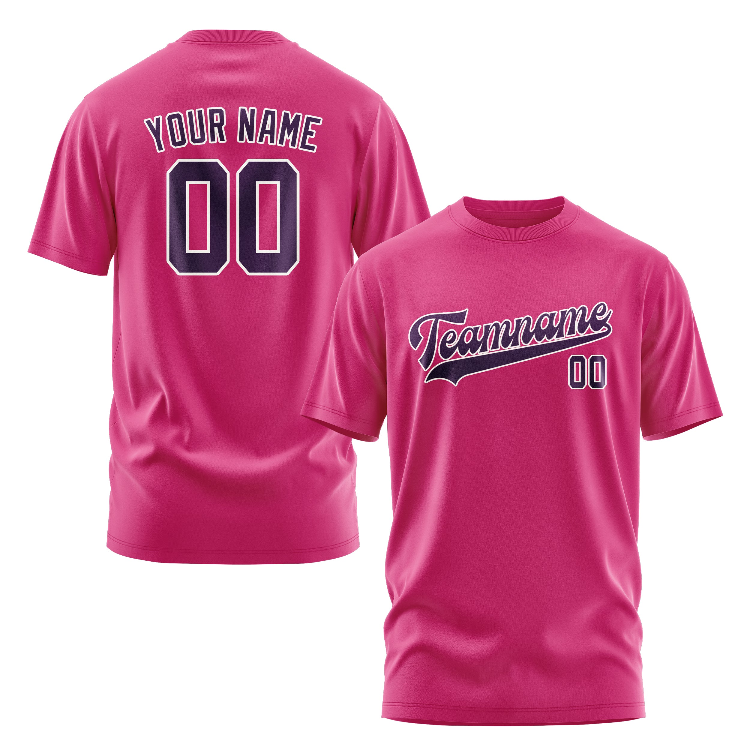 Maßgeschneidertes Rosarot Lila T-Shirt