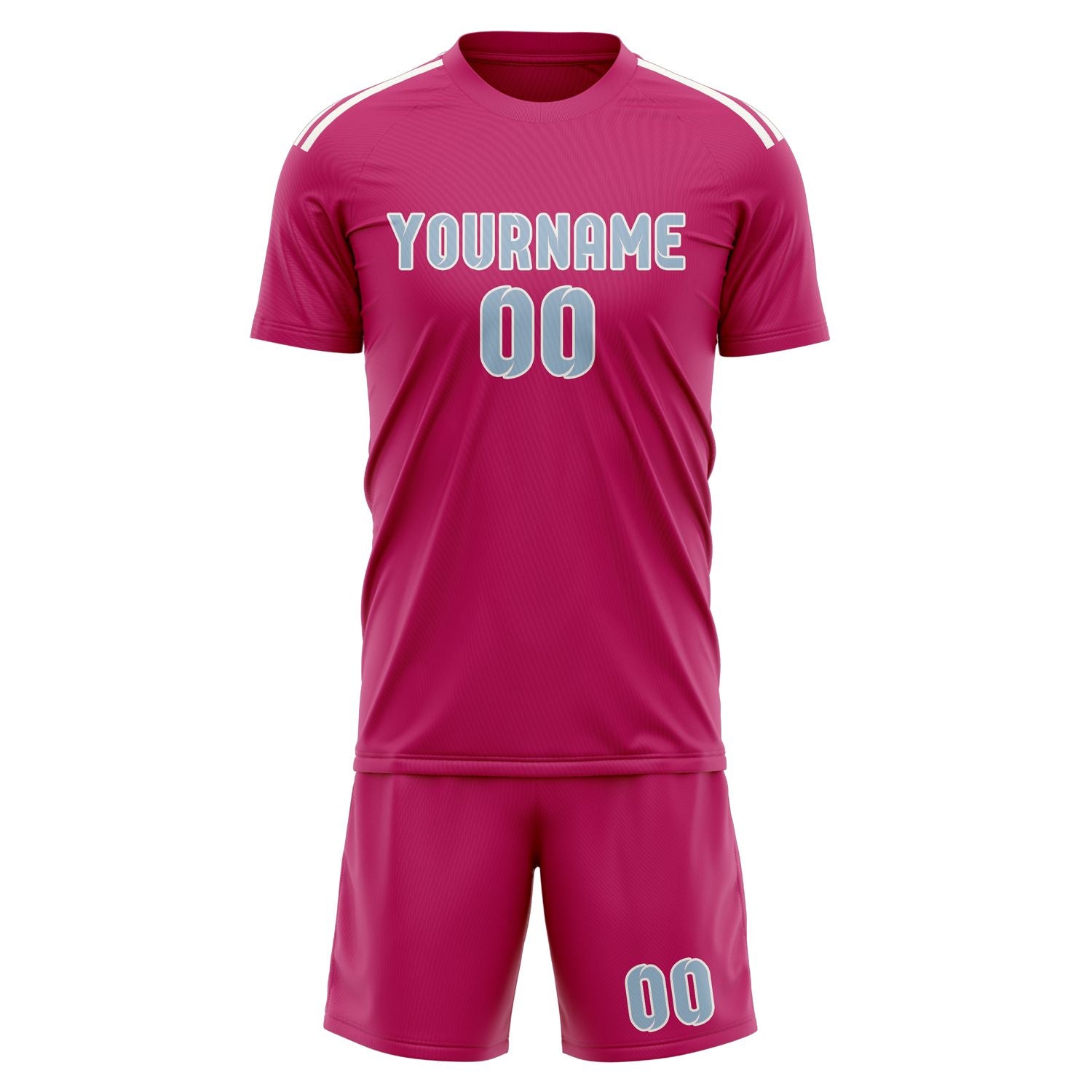 Maßgeschneidertes Professionelles Rosarot Hellblau Fußballtrikot-Set