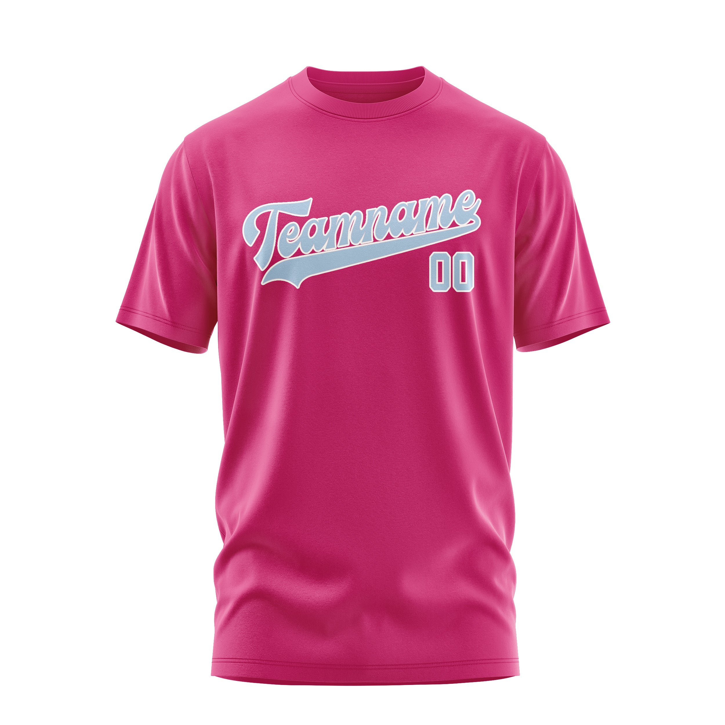 Maßgeschneidertes Rosarot Hellblau T-Shirt