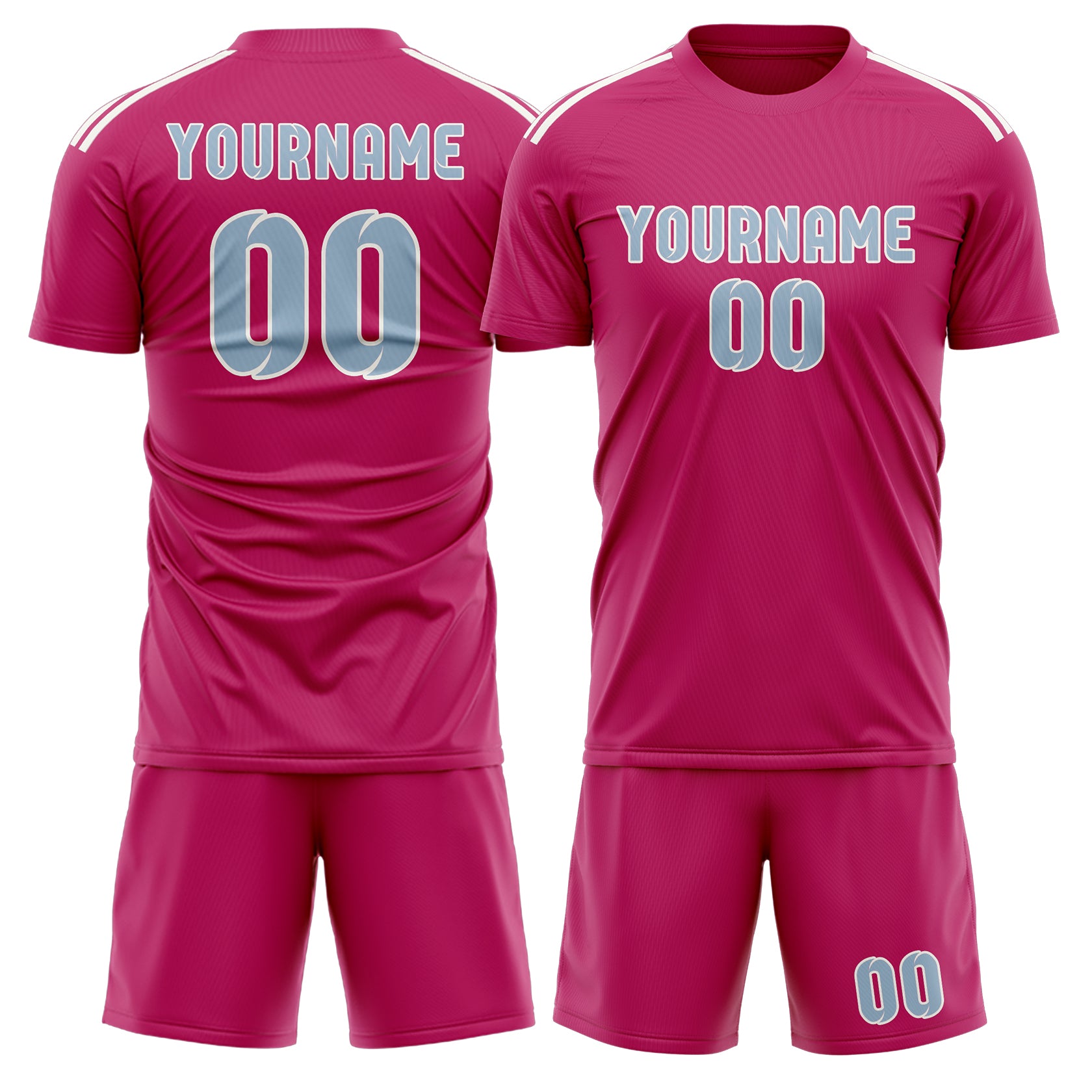Maßgeschneidertes Professionelles Rosarot Hellblau Fußballtrikot-Set