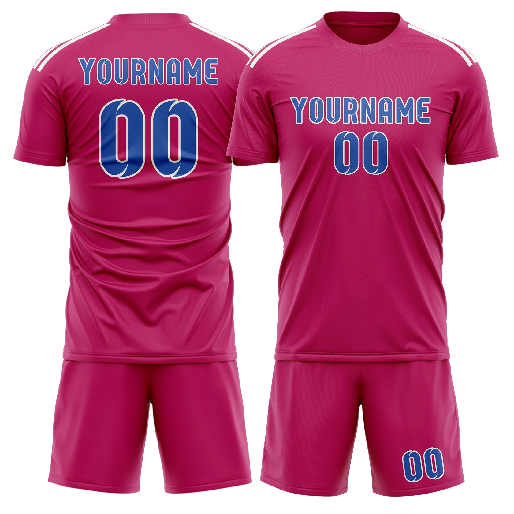 Maßgeschneidertes Professionelles Rosarot Himmelblau Fußballtrikot-Set