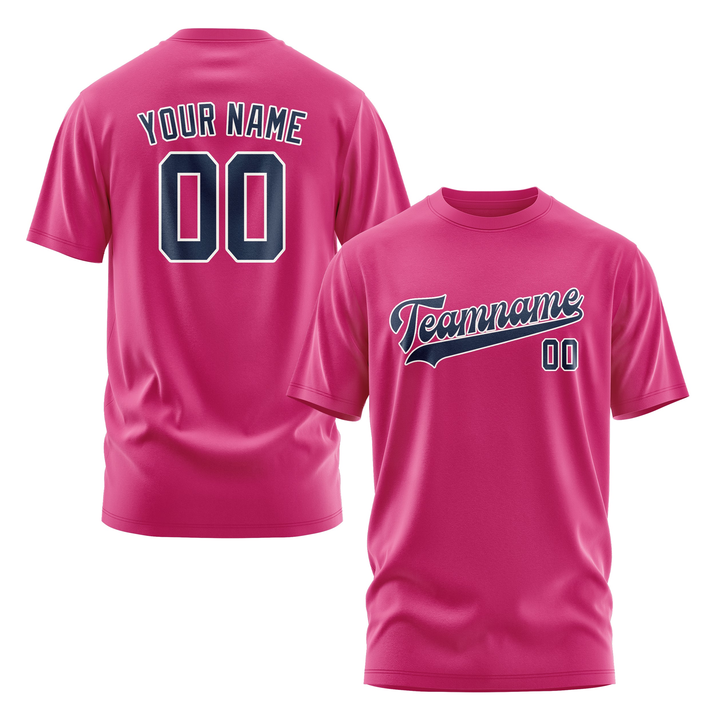 Maßgeschneidertes Rosarot Marineblau T-Shirt