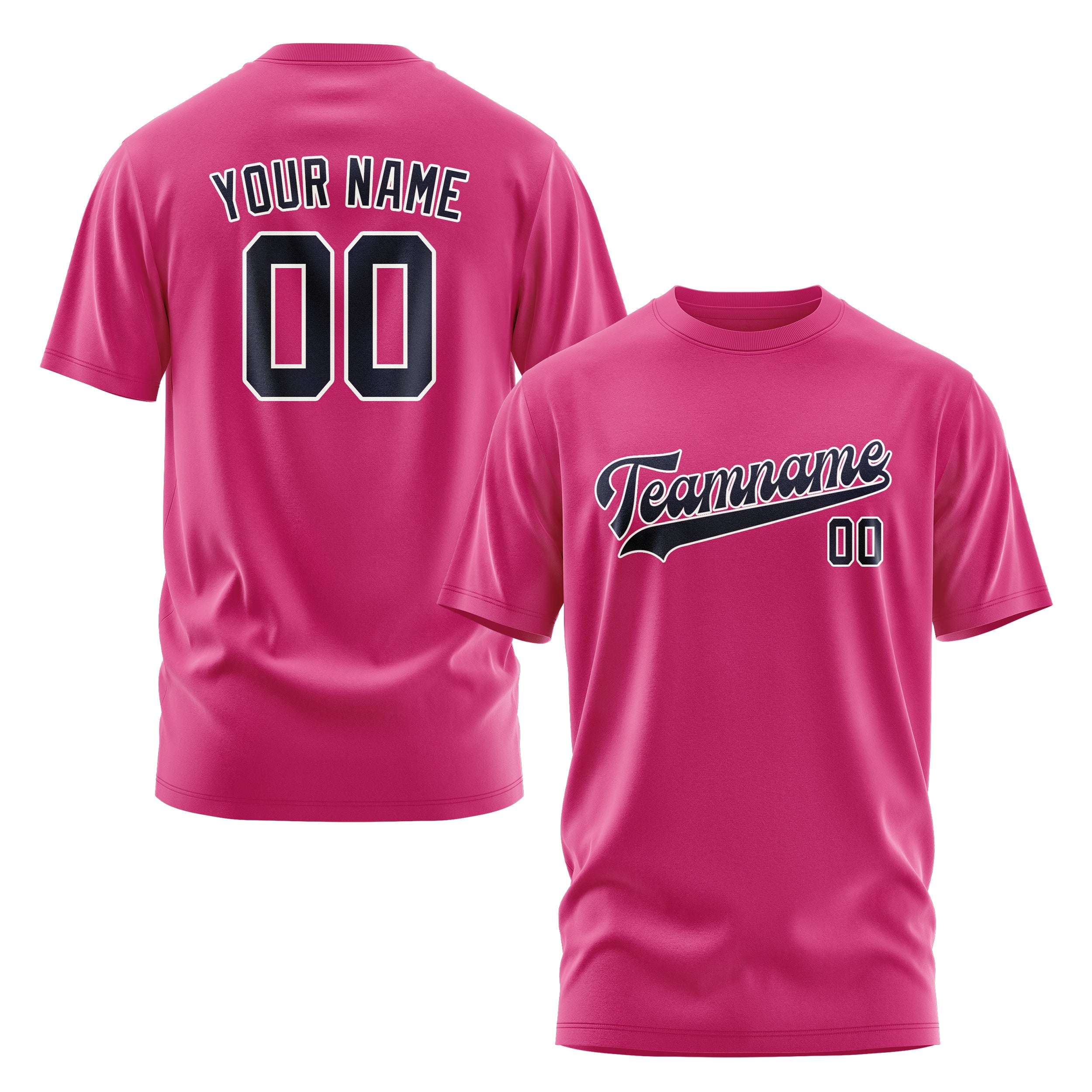 Maßgeschneidertes Rosarot Stahlblau T-Shirt