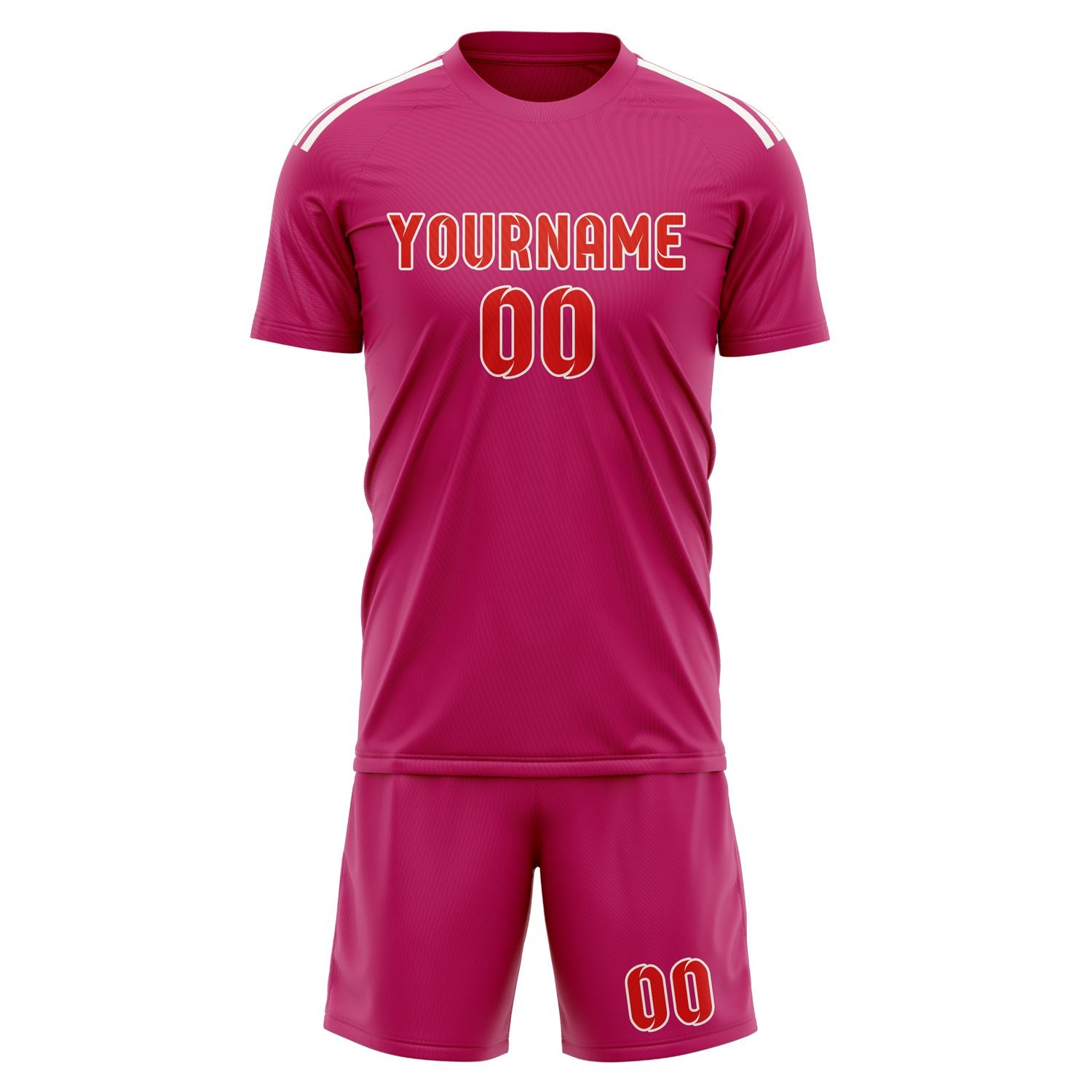 Maßgeschneidertes Professionelles Rosarot Orangerot Fußballtrikot-Set