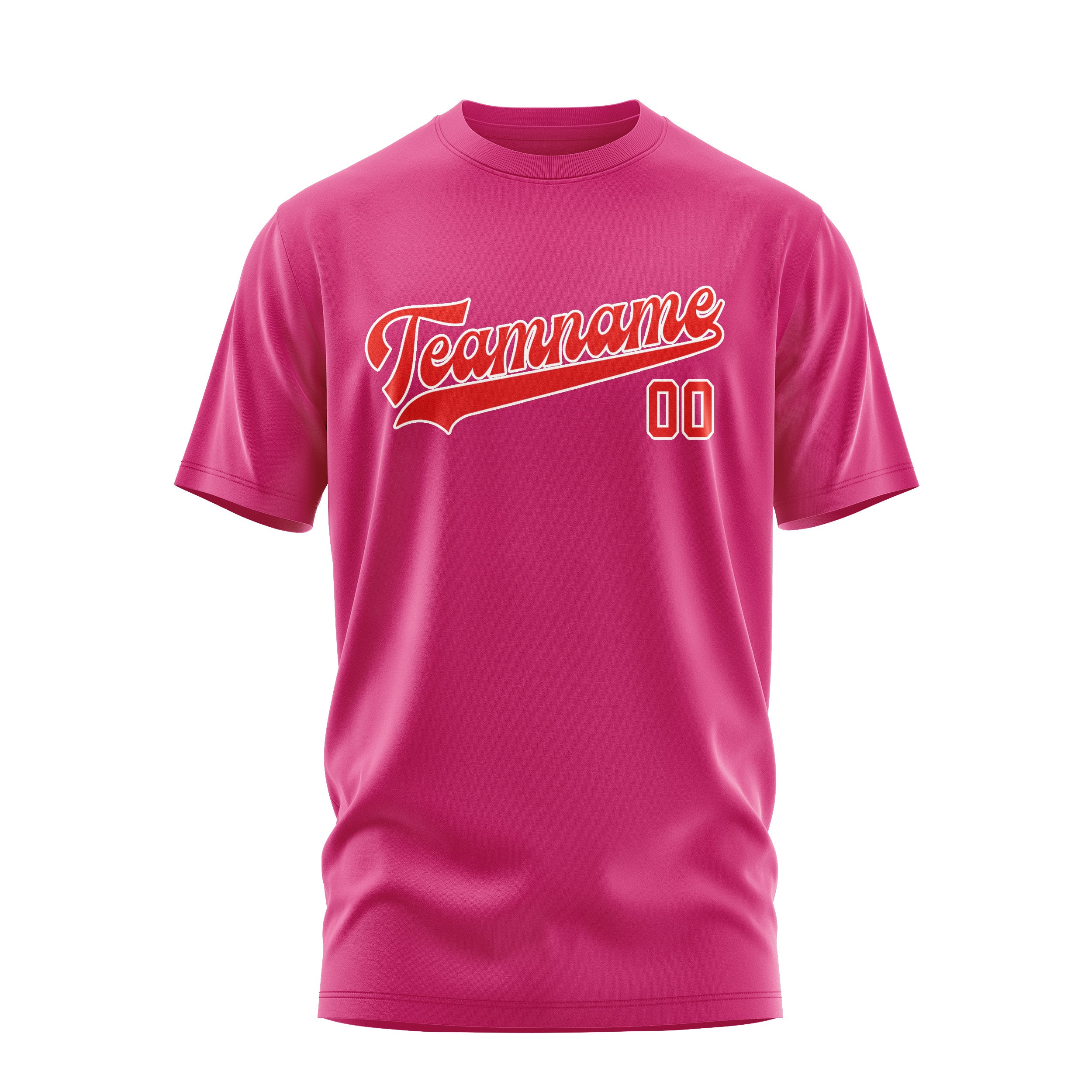 Maßgeschneidertes Rosarot Orangerot T-Shirt