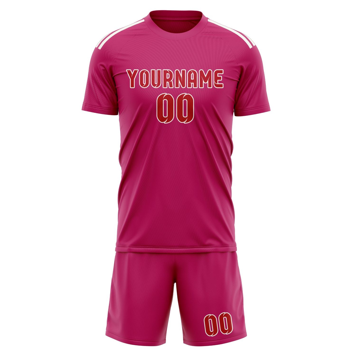 Maßgeschneidertes Professionelles Rosarot Rot Fußballtrikot-Set