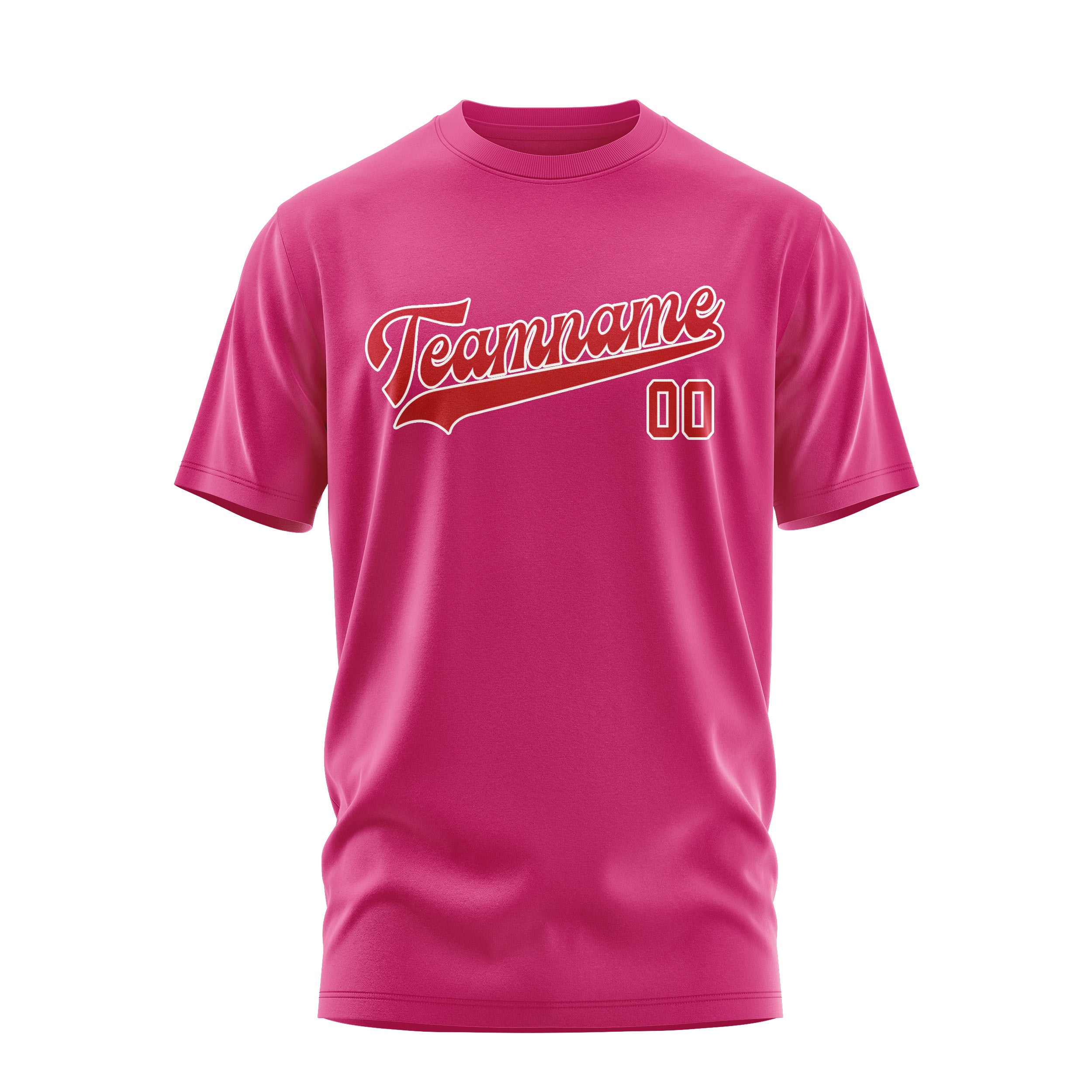 Maßgeschneidertes Rosarot Rot T-Shirt