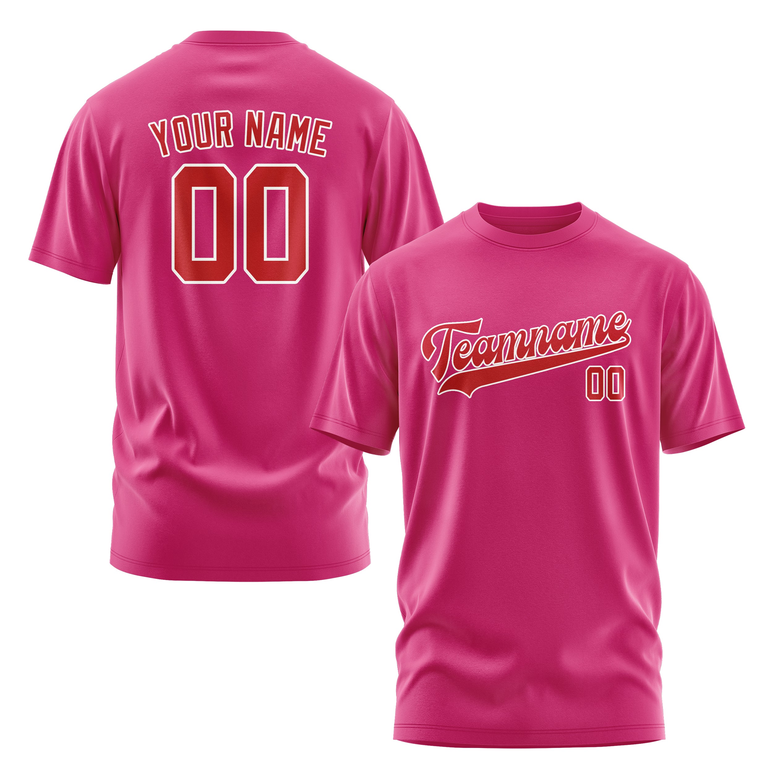 Maßgeschneidertes Rosarot Rot T-Shirt