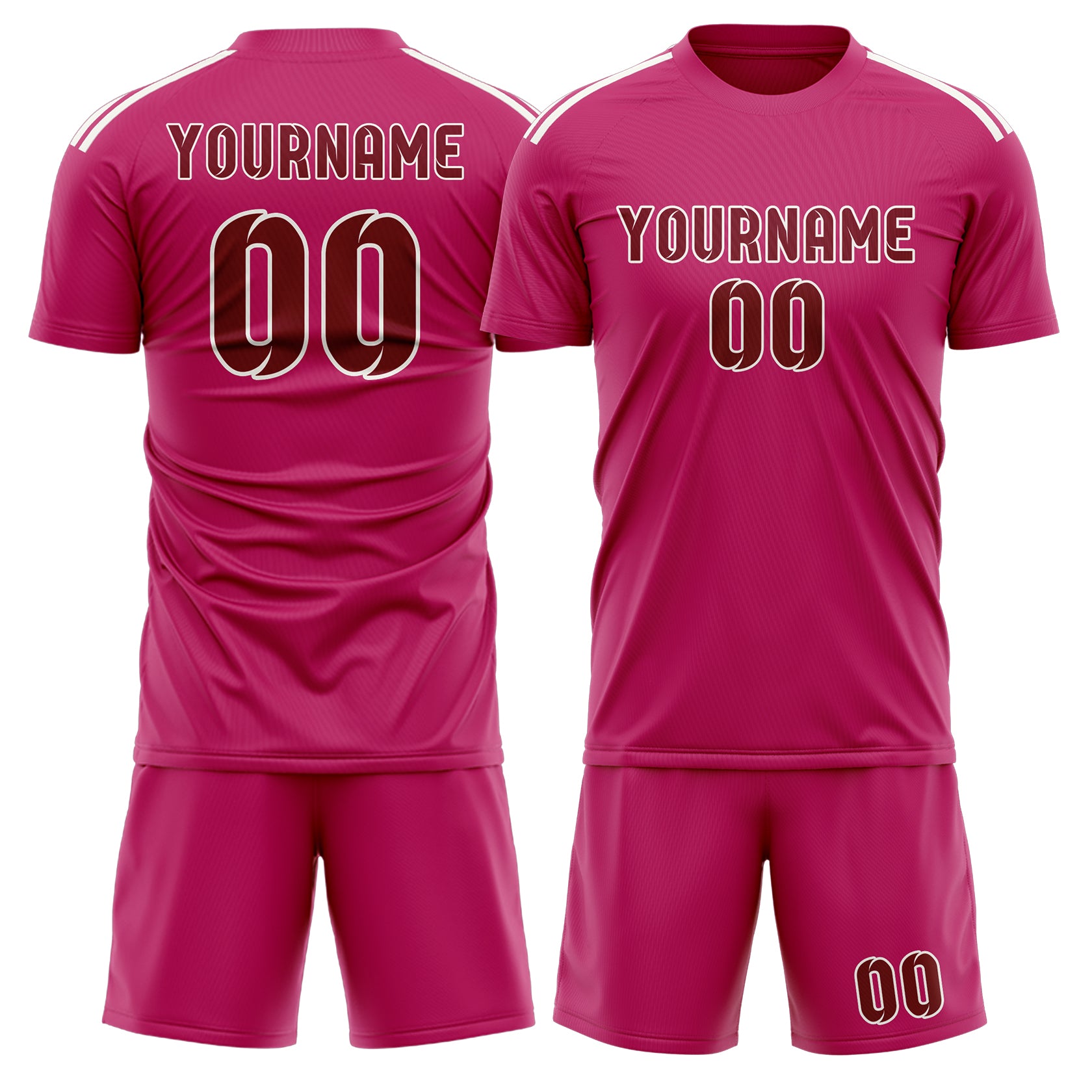 Maßgeschneidertes Professionelles Rosarot Karmesinrot Fußballtrikot-Set
